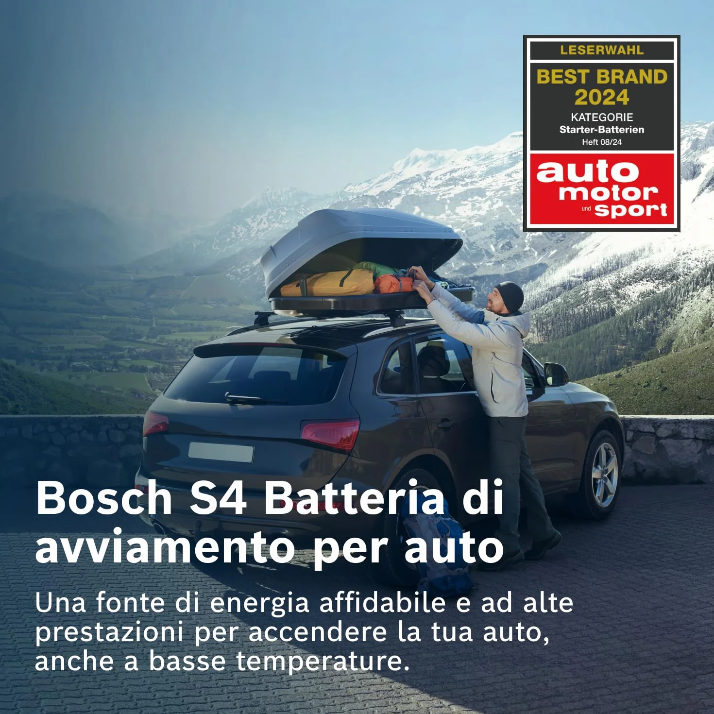 Bosch S4 008 Batteria per Auto 74 A/h - 680 A - 12 V, Batteria al Piombo-Acido per Veicoli senza Sistema Start/Stop, Polarità: Sinistra (-) Destra (+), 278 x 175 x 190 mm