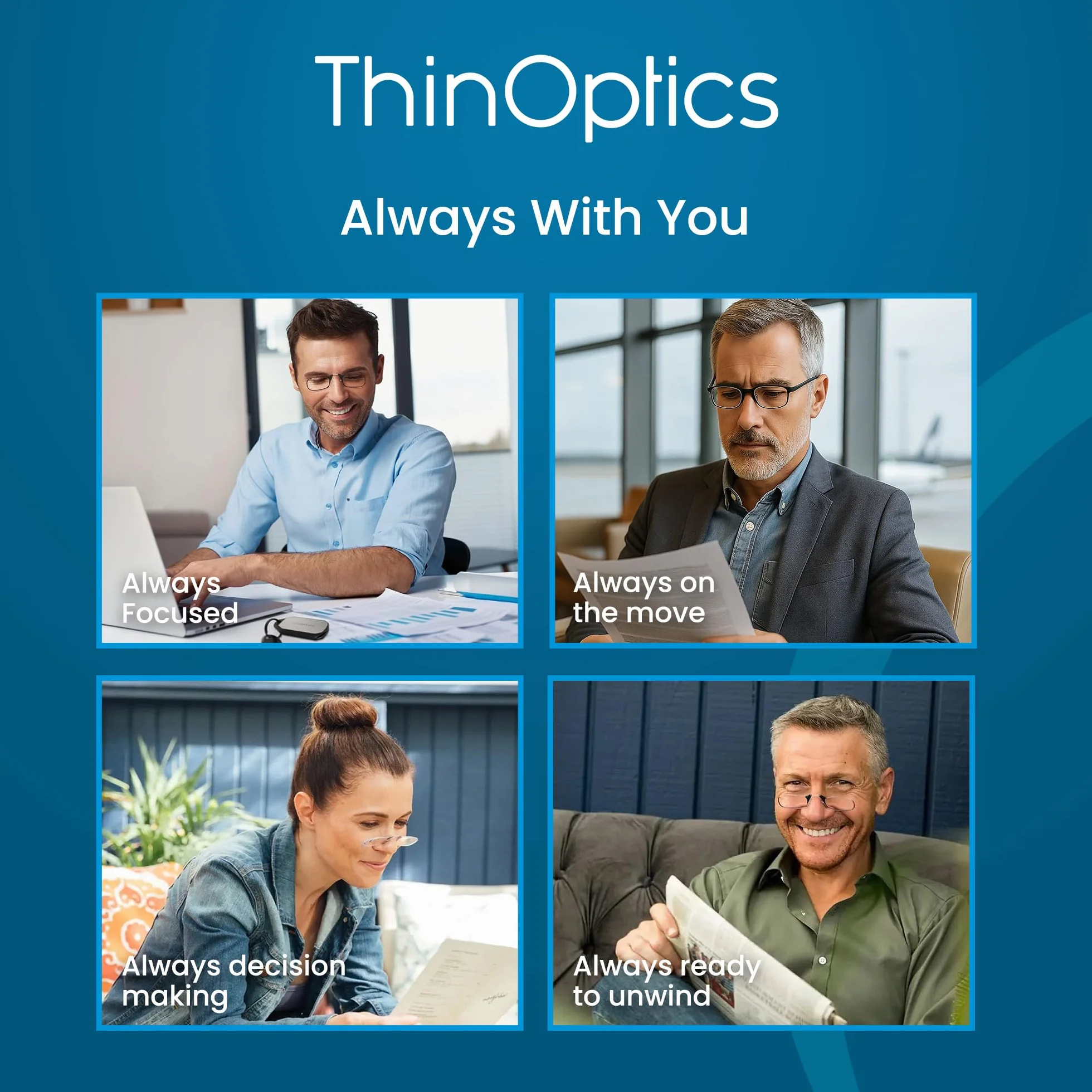 ThinOptics Gafas De Lectura Estuche Compacto Universal - Unisexo Hombres Mujeres - Gafas De Lectura Compactas Y Livianas Con Tecnología Flex-fit