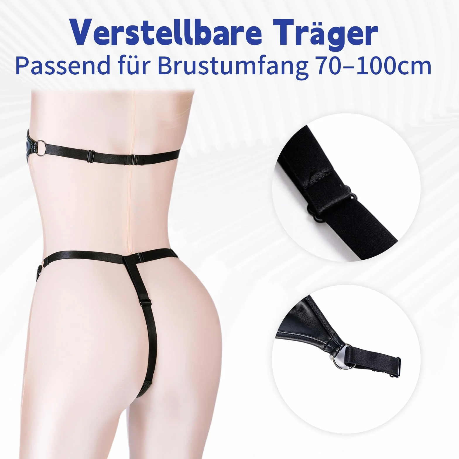 Set di Lingerie in Pelle Sexy Erotico Regolabile Perizoma e Reggiseno per Donne Fetish Bondage