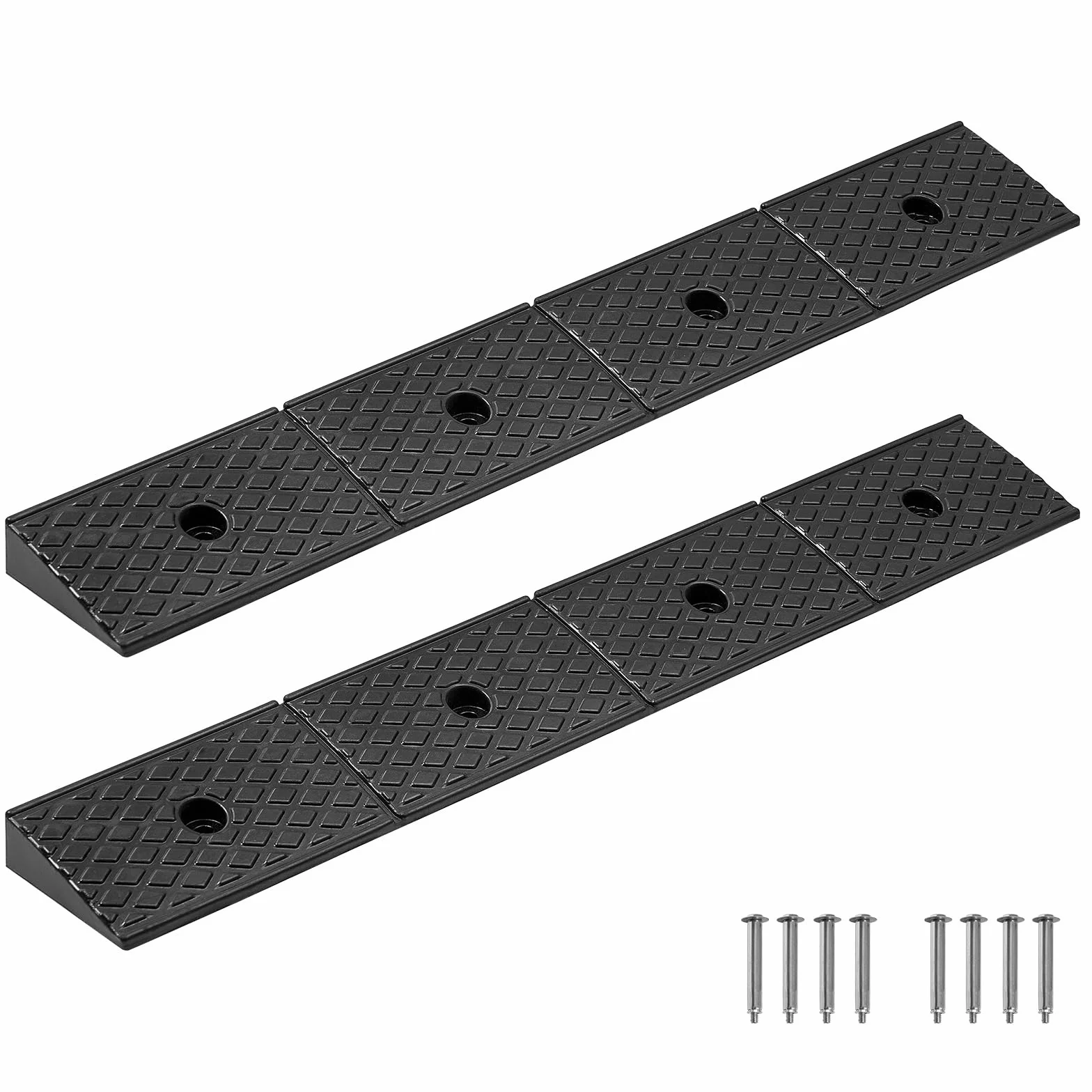 VEVOR Rampa in Gomma, Capacità di Carico di 15 T, Altezza di Salita di 50,8 mm, con Serbatoio di Drenaggio per Sedie a Rotelle, Passeggini, Motociclette, Automobili, Tosaerba, Confezione da 2