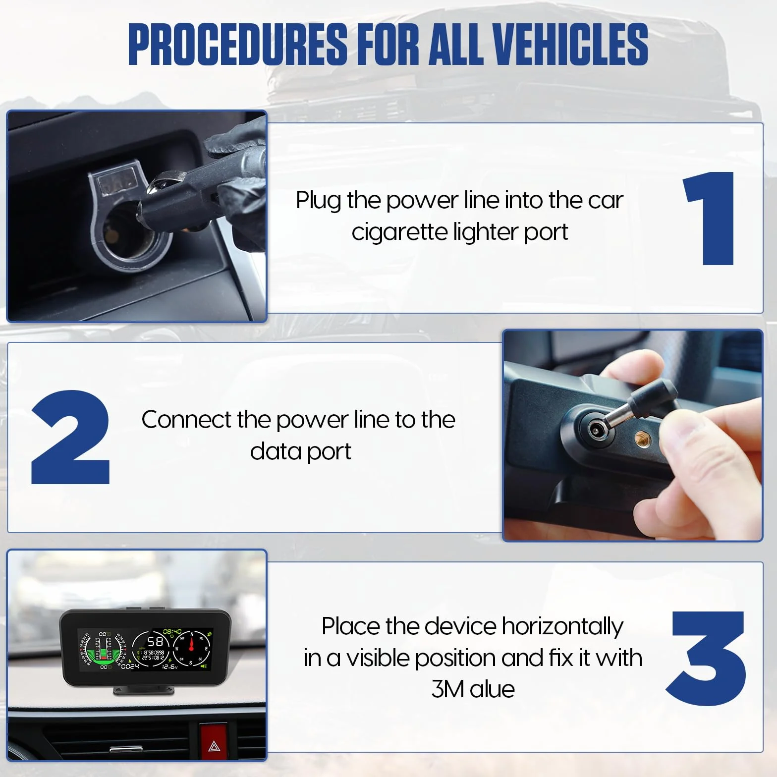 PLAYOCCAR M60 GPS Velocità e pendenza Giroscopio multiasse integrato Indicatore livello inclinazione Contatore velocità Smart Slope Meter