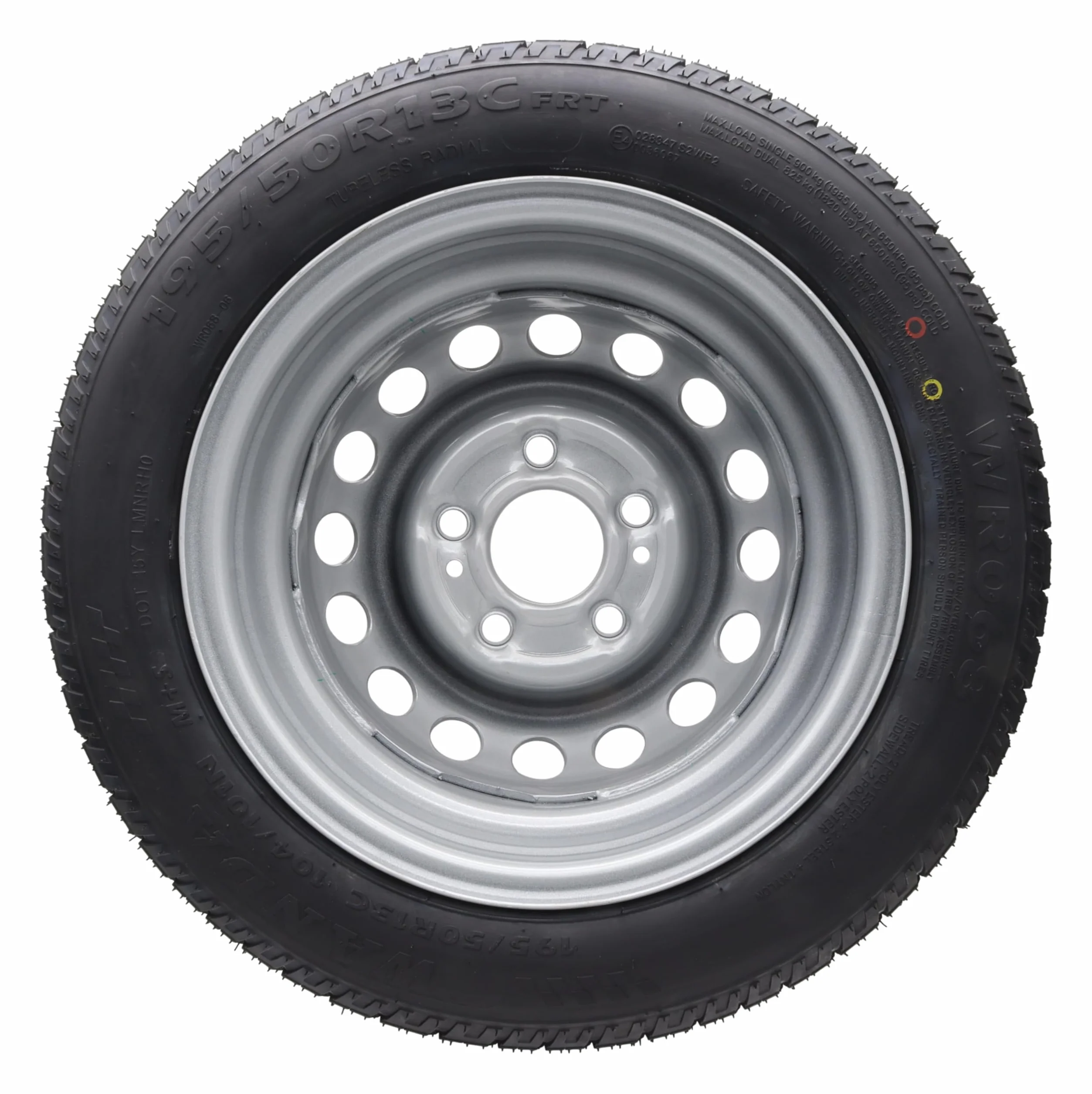 trailer parts4u Ruota completa 195/50 R 13 C per rimorchio + caravan, Pneumatici per camion su cerchione a 5 fori 6J x 13H2 ET30 LK 112 x 5, Acciaio (Steel)