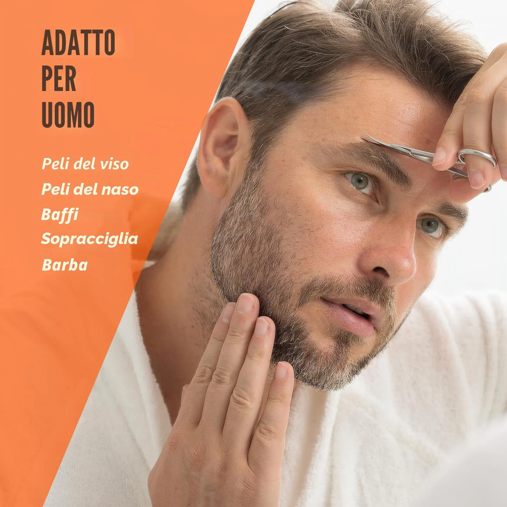 Forbici per la cura dei capelli del viso – kit di rifilatura per sopracciglia, naso, baffi, barba, orecchie
