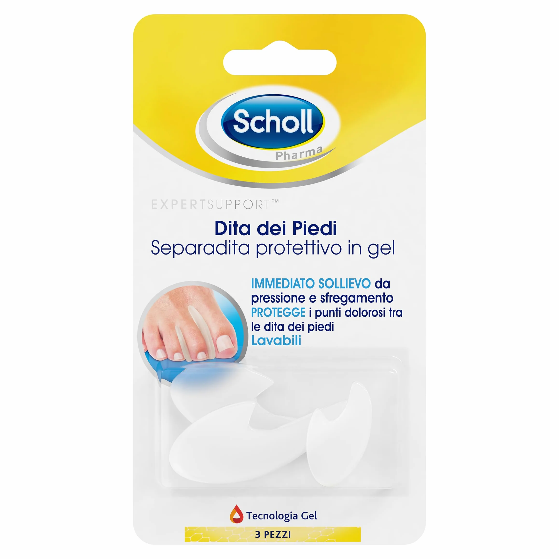 Dr. Scholl's Expert Support Separadita In Gel Per Dita Dei Piedi, Distanziatore Protettivo Trasparente Lavabile