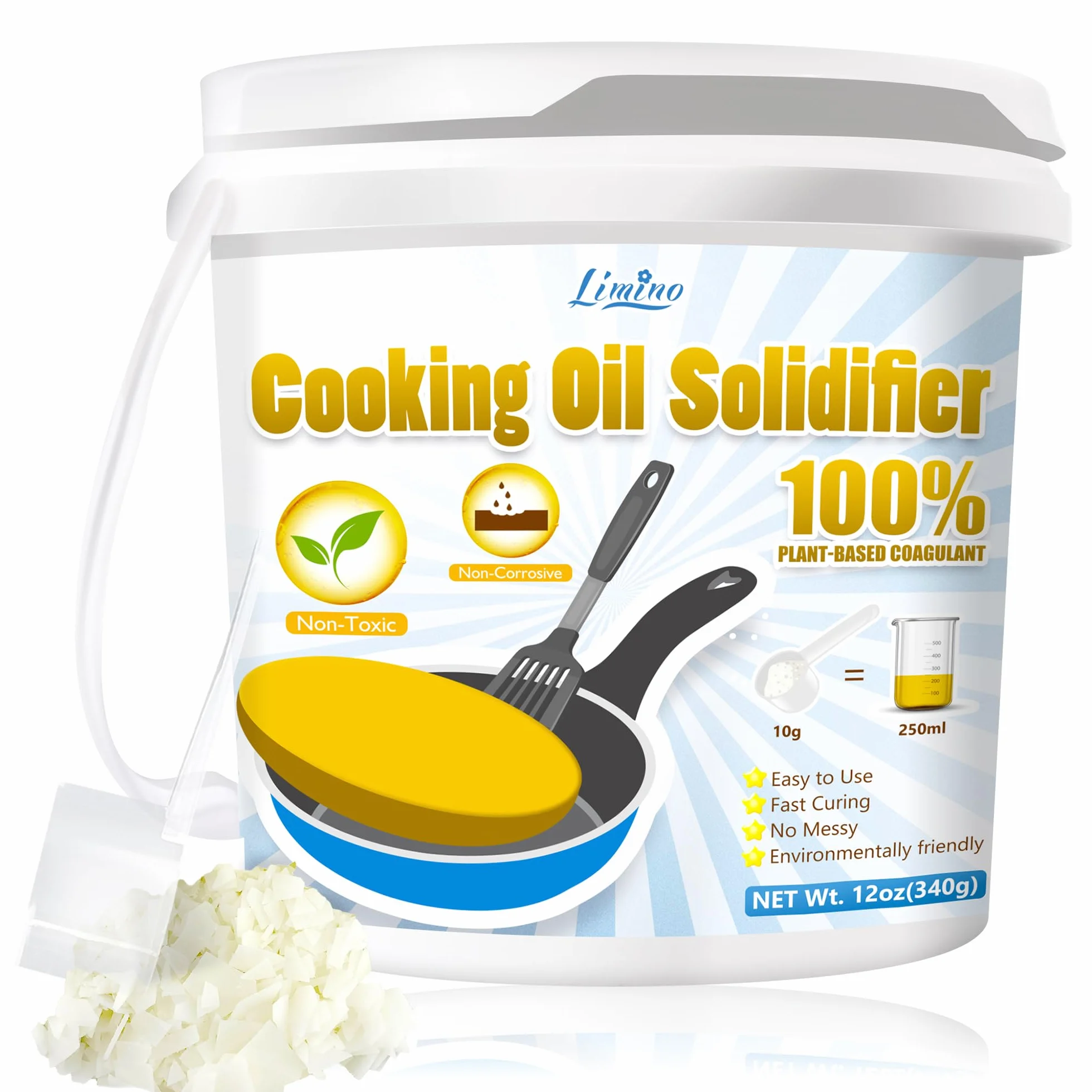 Solidificante Olio da Cucina in Polvere - Solidificatore Grasso per Olio Fritto, Raccolta 100%, Eliminazione Fino a 8.5 L