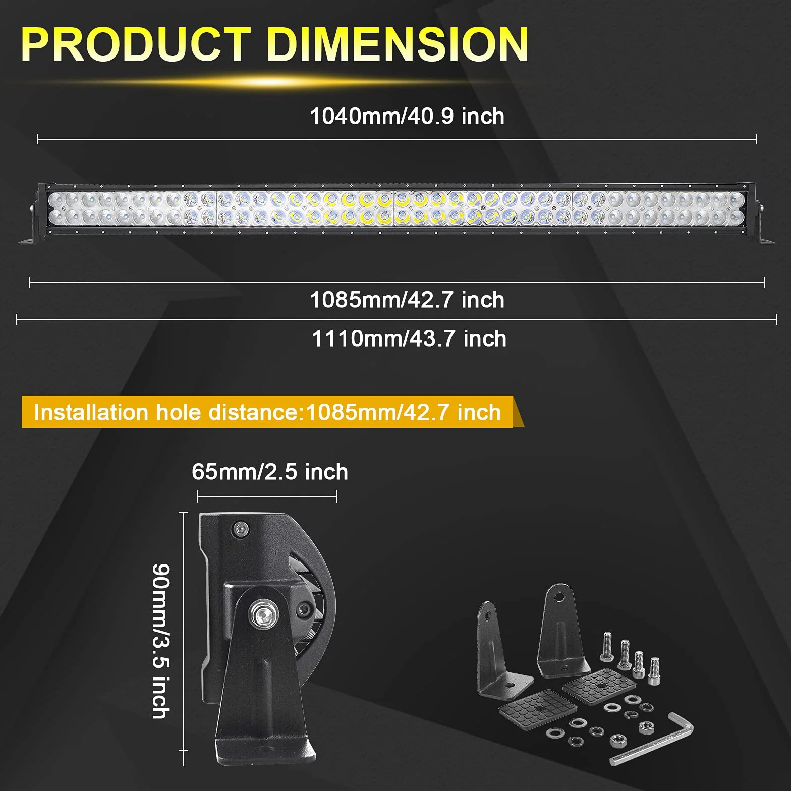 Willpower Barra LED Fuoristrada Barra Luce a Led 107cm 240W Combinazione di Fascio Spot e Inondazione 12V 24V Con Cablaggio Fari LED Luci da Lavoro per Trattore Auto Camion Barca 4x4 ATV