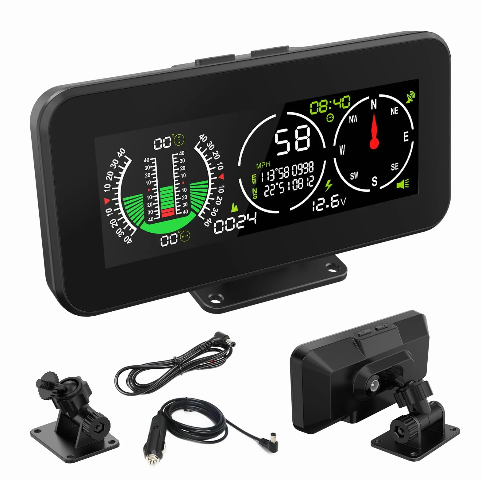 Auto Inclinometro Digitale GPS HUD Pitch Angle Slope Meter MPH Speedometer con Bussola per Veicoli Fuoristrada SUV