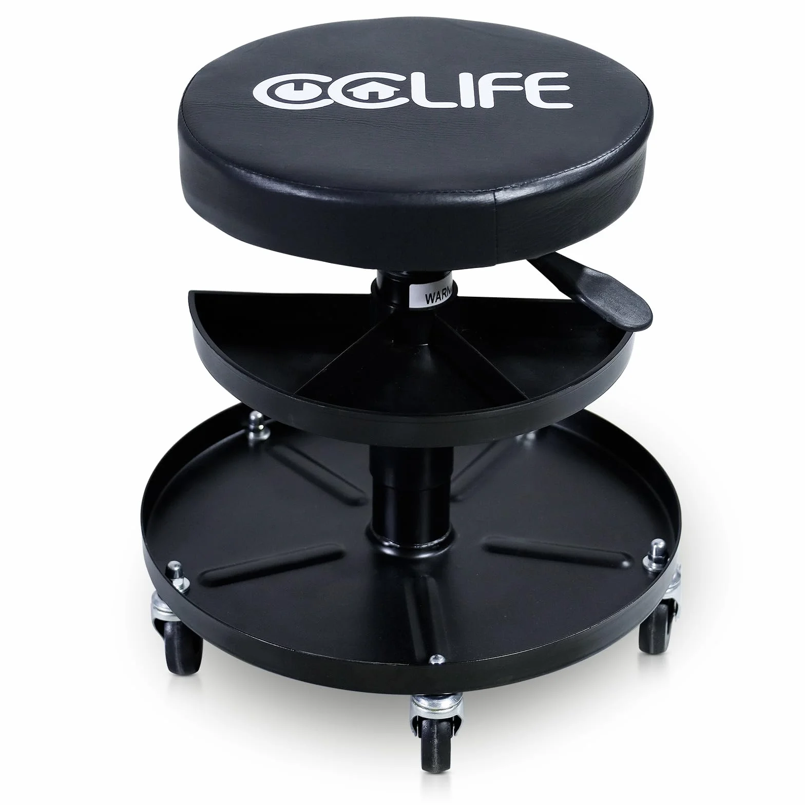 CCLIFE Sgabello da Officina Regolabile con Ruote in Altezza 2 Ripiano 380-500 mm 150 kg