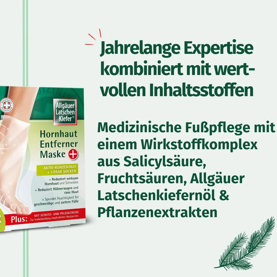 Allgäuer Latschenkiefer Hornhaut Entferner Maske Plus Aktiv-Konzentrat + 1 Paar Socken, 1 pz