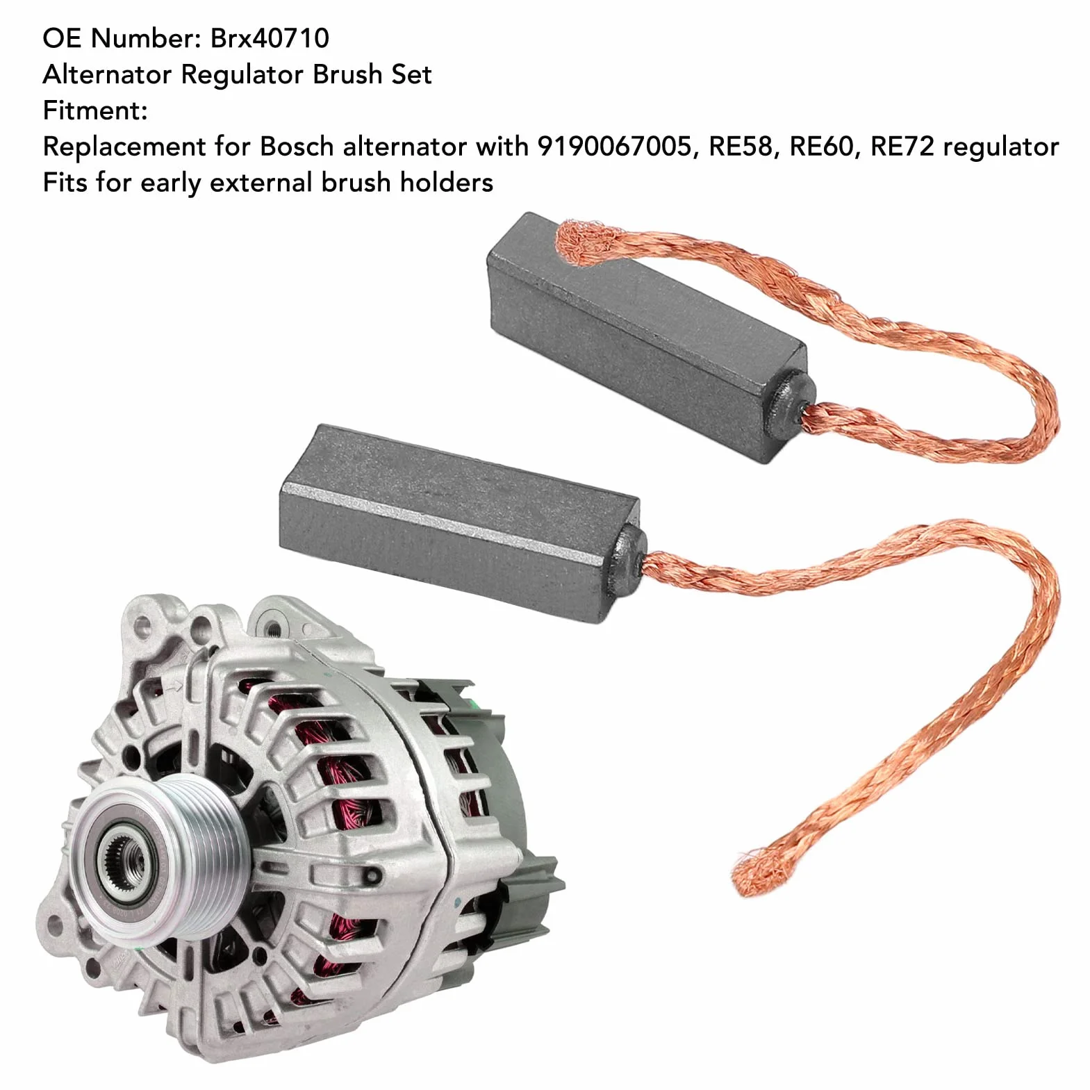 Brx40710 Kit di Riparazione Regolatore Alternatore Set 4 Spazzole per Motore Elettrico Generatore