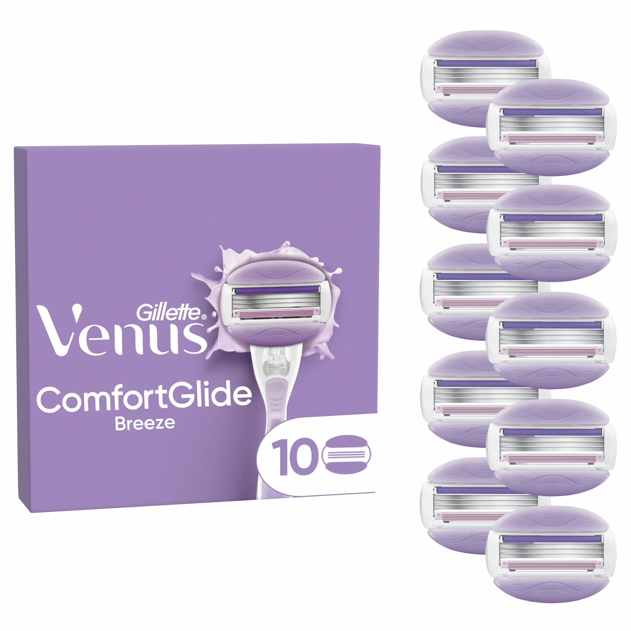 Gillette Venus Comfortglide Breeze Lamette di Ricambio, 10 Lamette da Donna per Rasoio