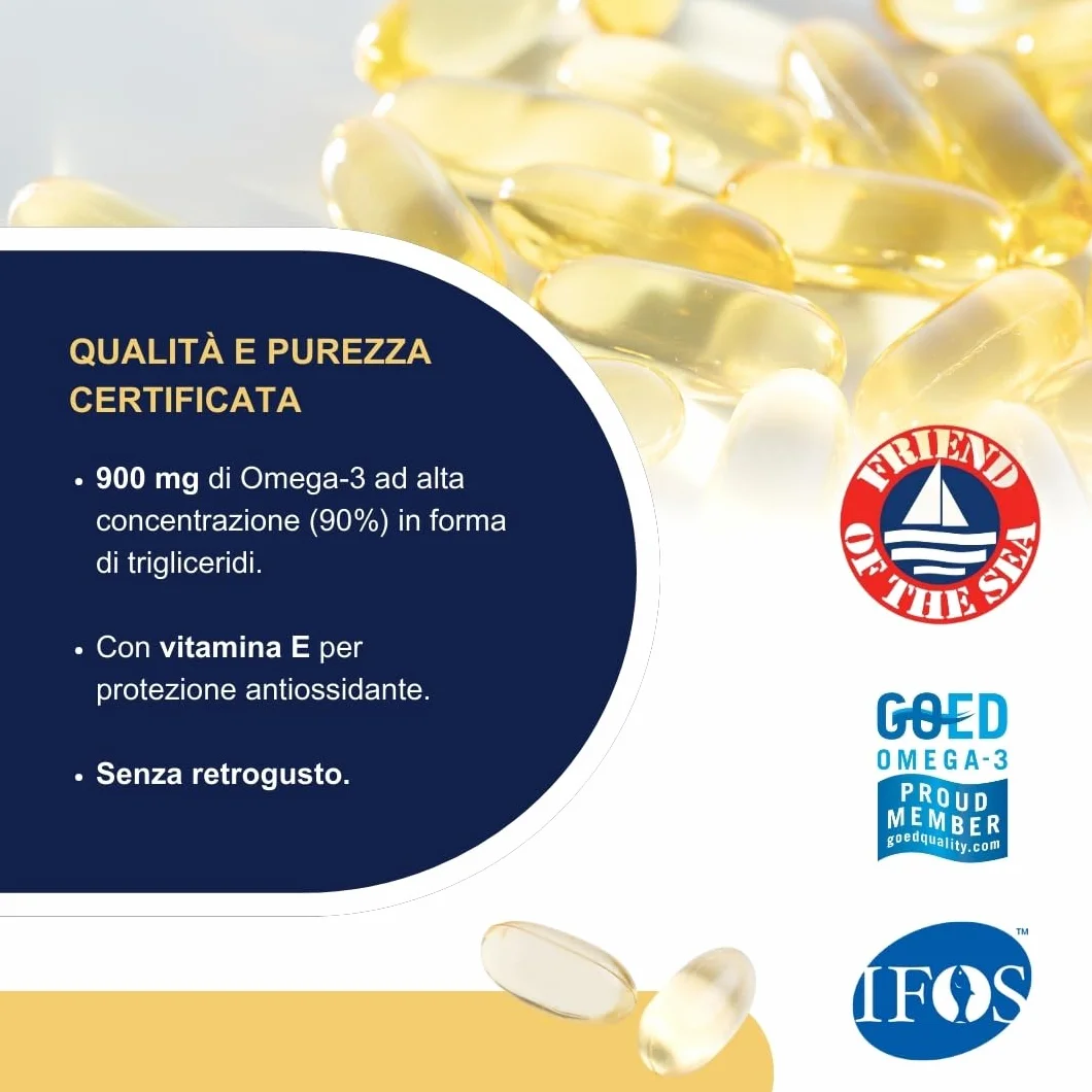 Omega 3 IFOS 5 Stelle 90 cps Olio di Pesce 1000mg Ricco di EPA e DHA