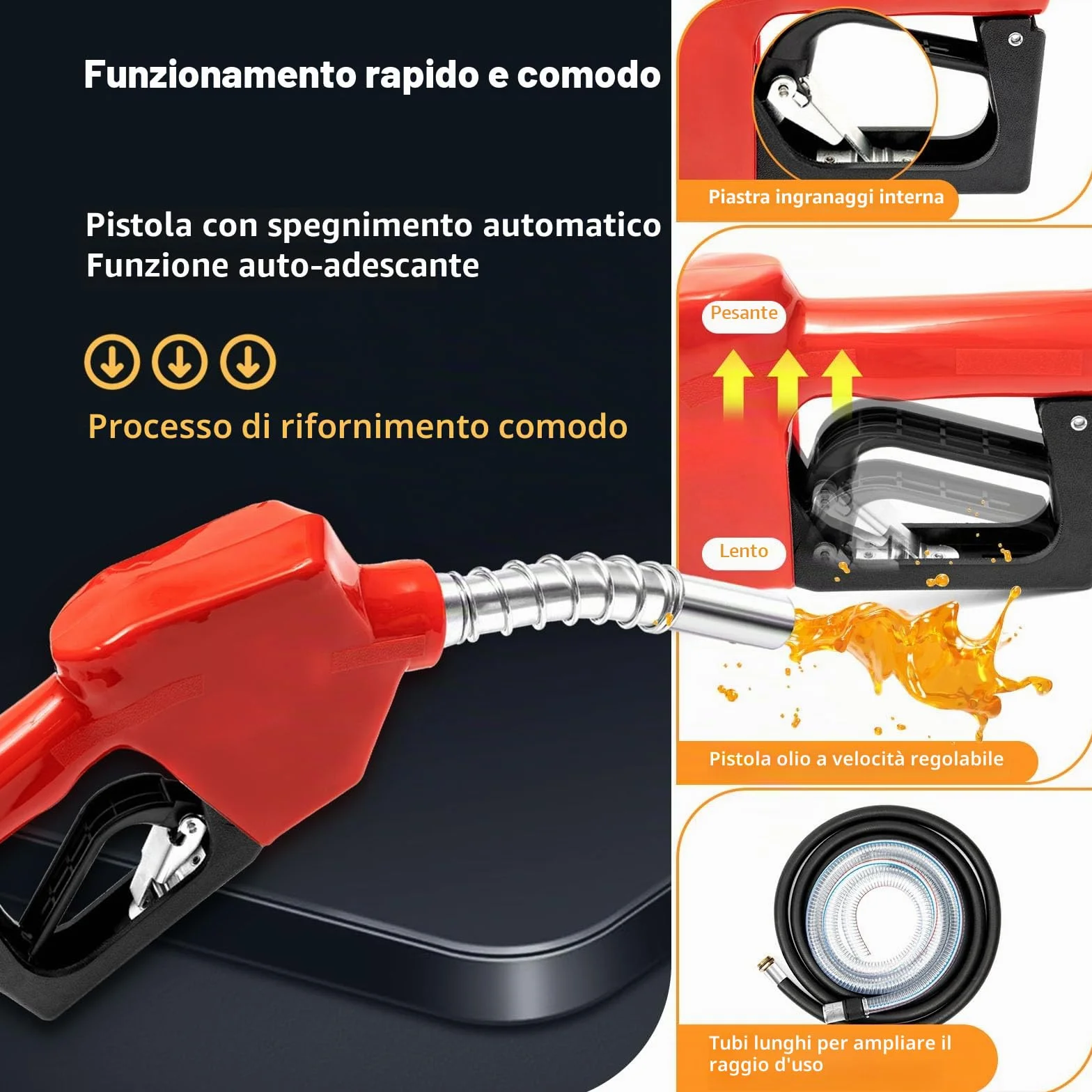 Pompa diesel 220 V, 550 W, pompa autoadescante con contatore e pistole, IPX4 60 l/min, pompa olio professionale per officine automobilistiche, autorecycling