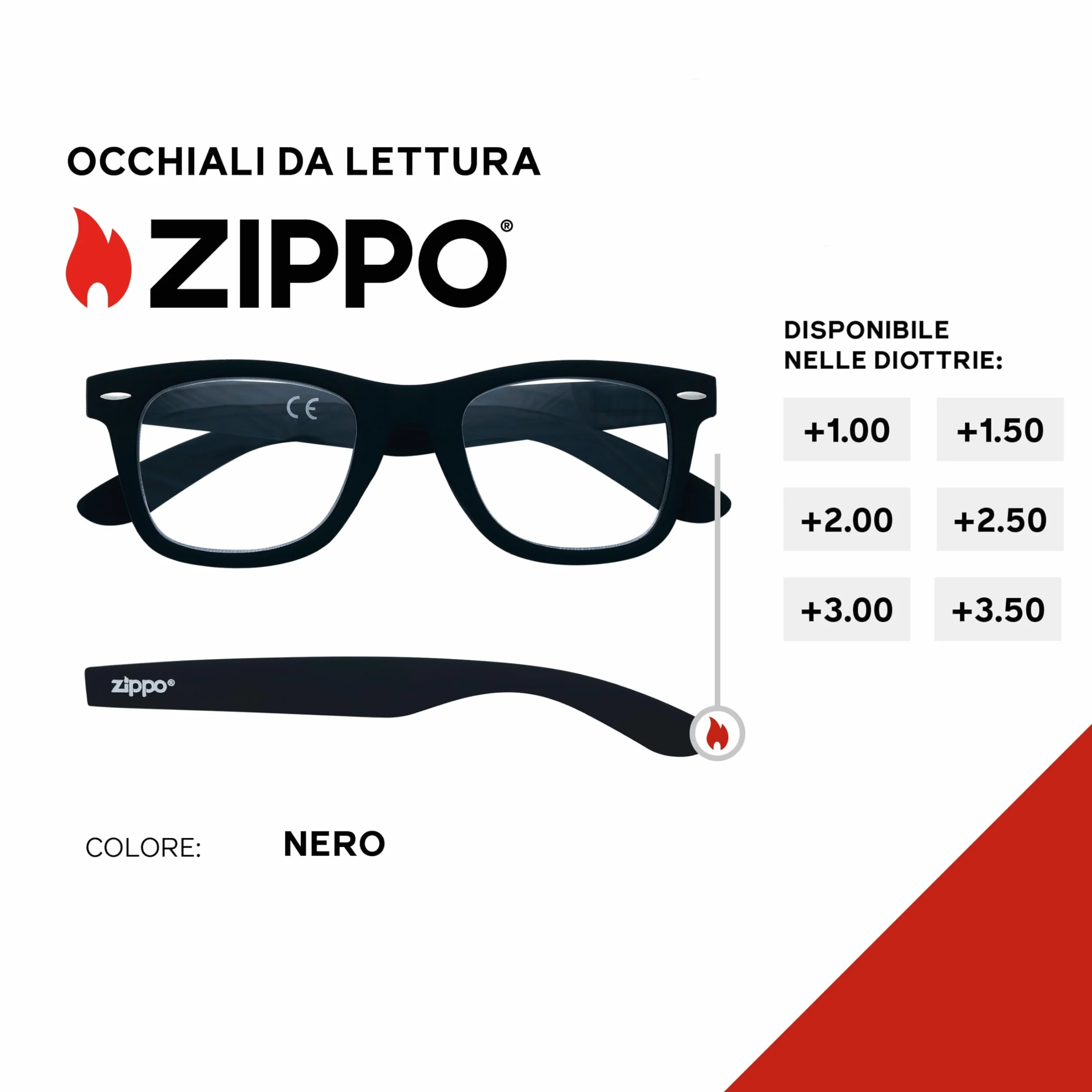 Zippo Occhiali da Lettura Soft Touch +2.00 Nero