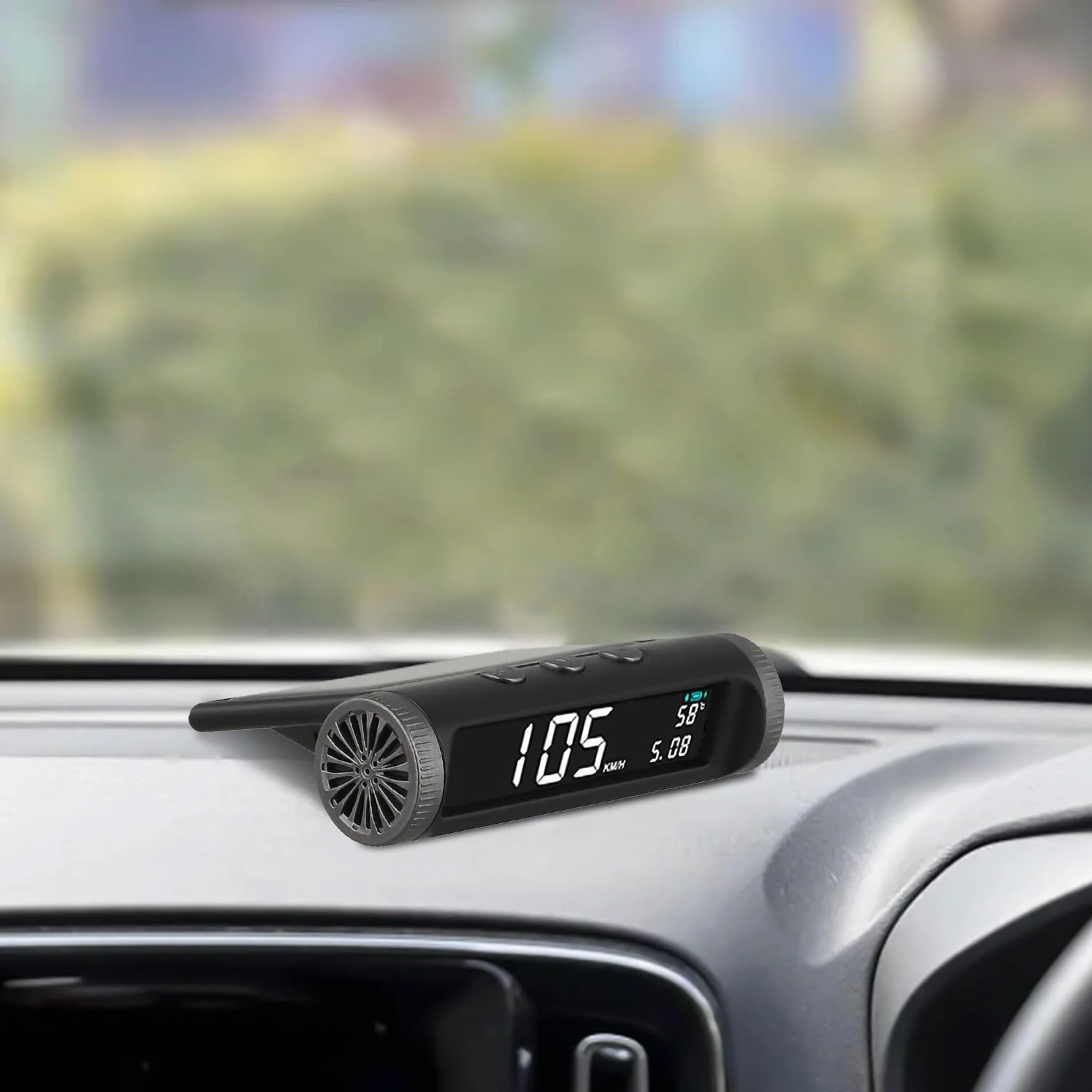 HUD Head Up Display per auto a energia solare wireless con tachimetro GPS, proiettore per parabrezza con avvisi di velocità eccessiva, temperatura e orologio per tutti i veicoli