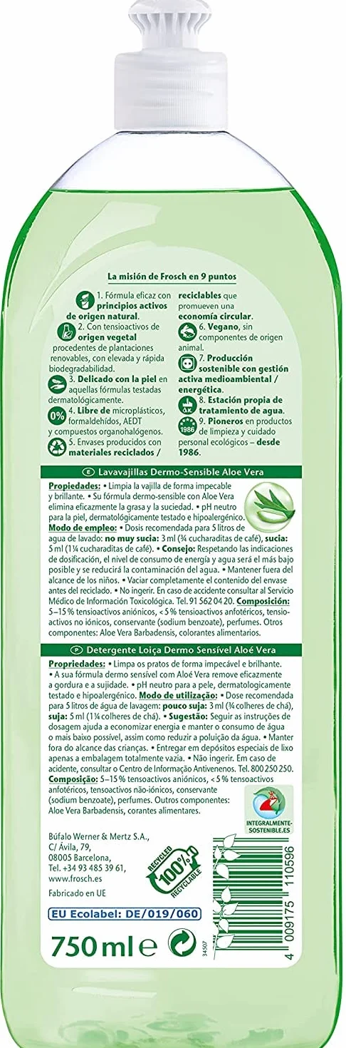 Frosch Lavavajillas Aloe Vera 750 ml