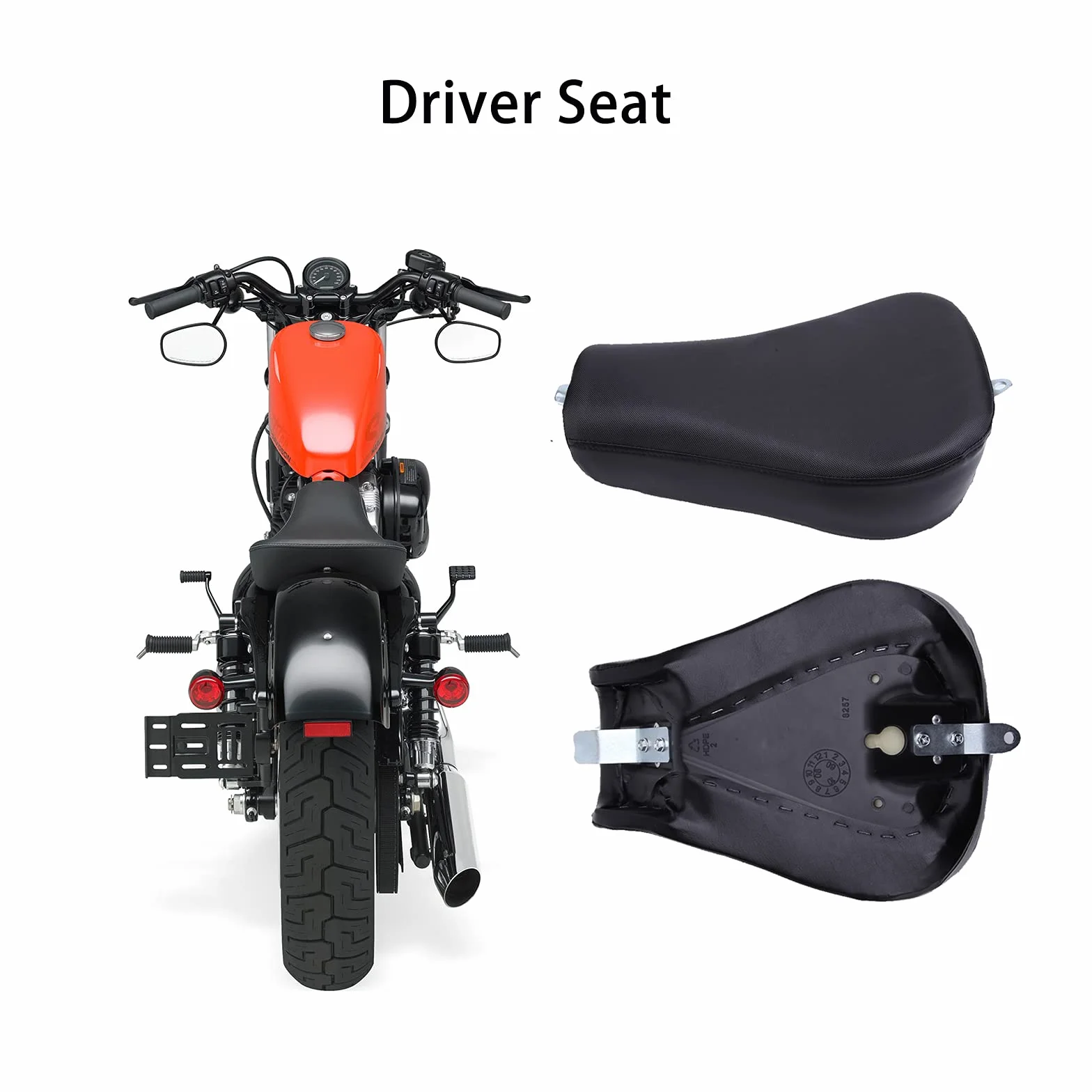 Sella Monoposto Moto Sedile del Conducente Anteriore per Sportster XL883 XL1200 48 72 2010-2015 Cafe Racer, nero.