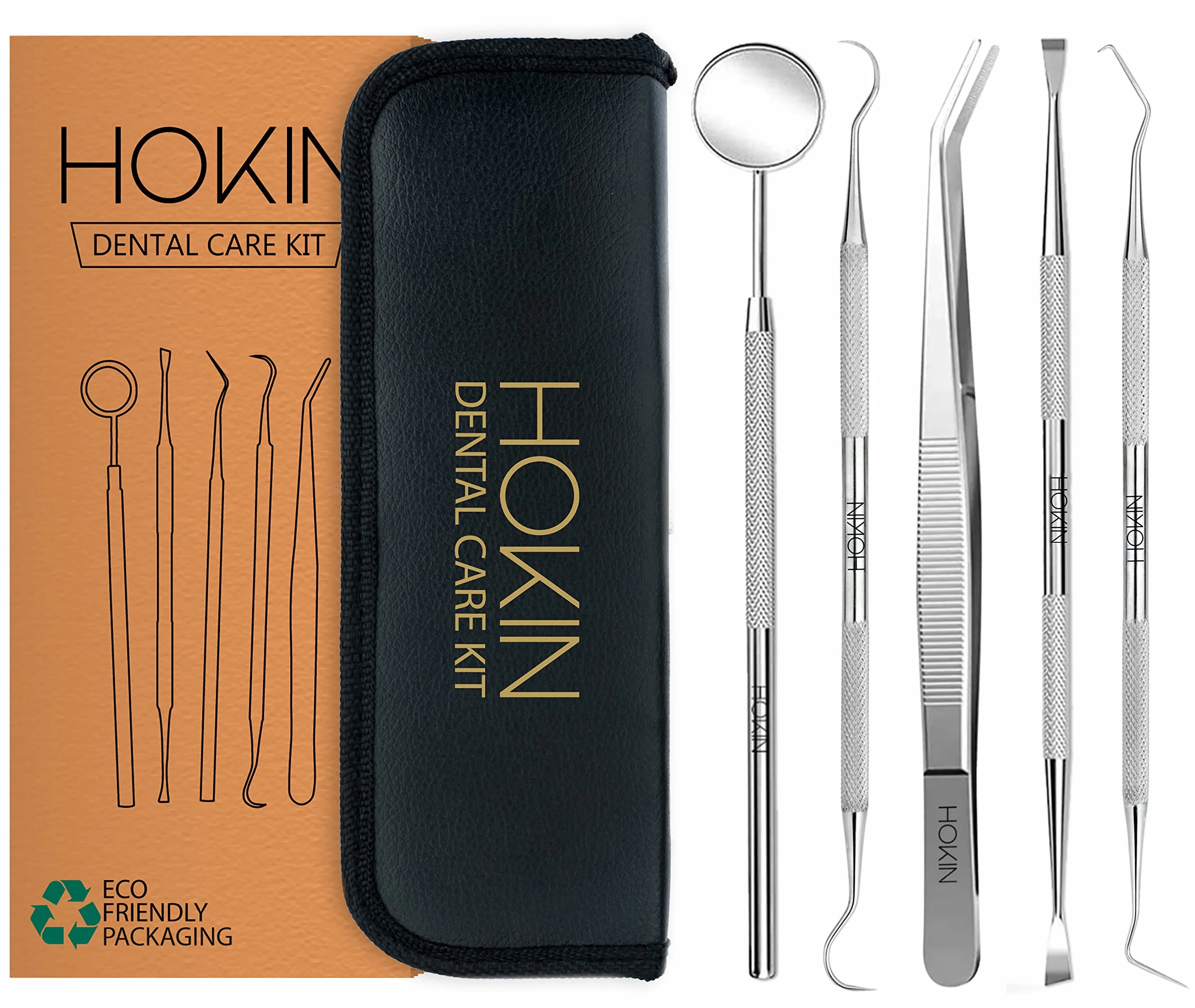 HOKIN Ablatore Pulizia Denti Kit Igiene Dentale Placca Tartaro Rimozione Sbiancamento con Specchietto Dentista Cura Orale Domestico