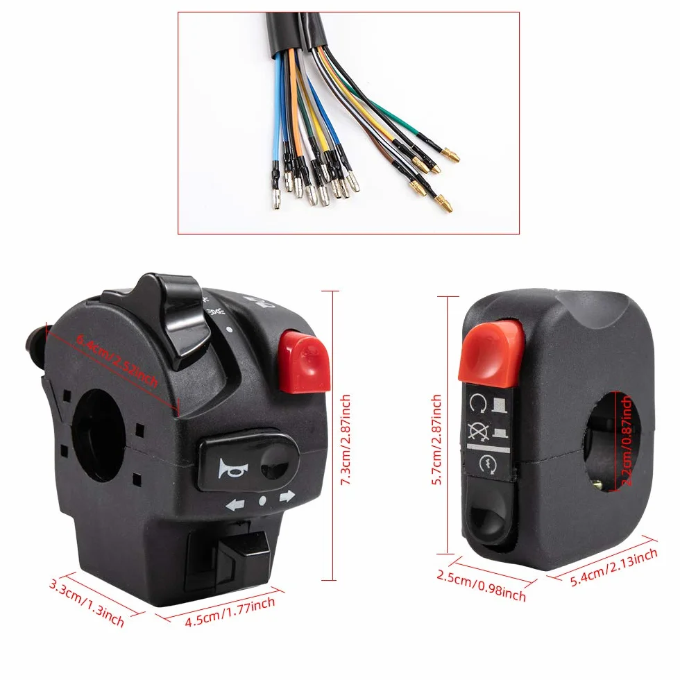 Interruttore 7/8" 22mm Moto Pulsante Clacson Indicatore Direzione Fendinebbia Luci Start