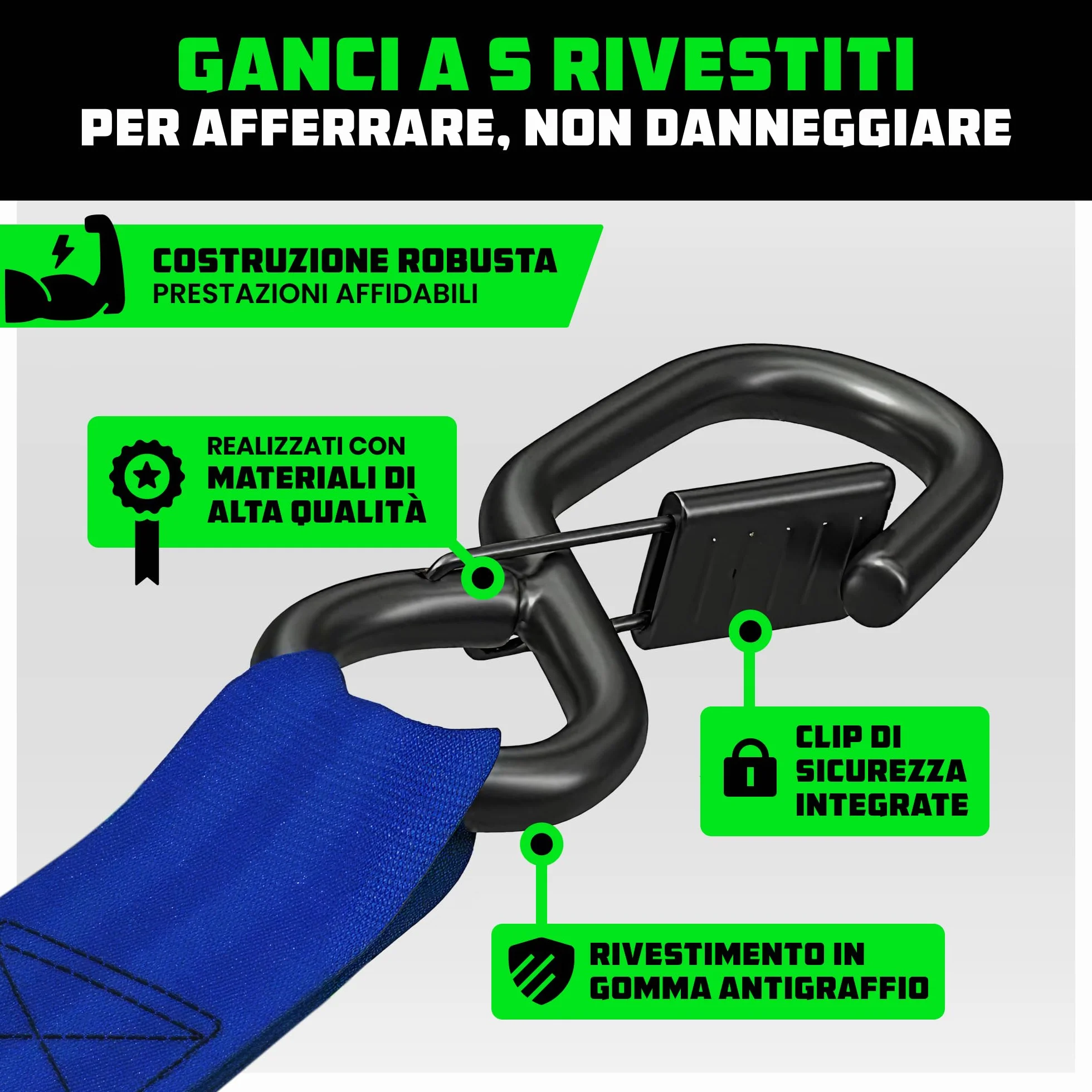 Rhino USA Cinghie a Cricchetto Retrattili 2.5cm x 3m 540kg Confezione da 2 Blu