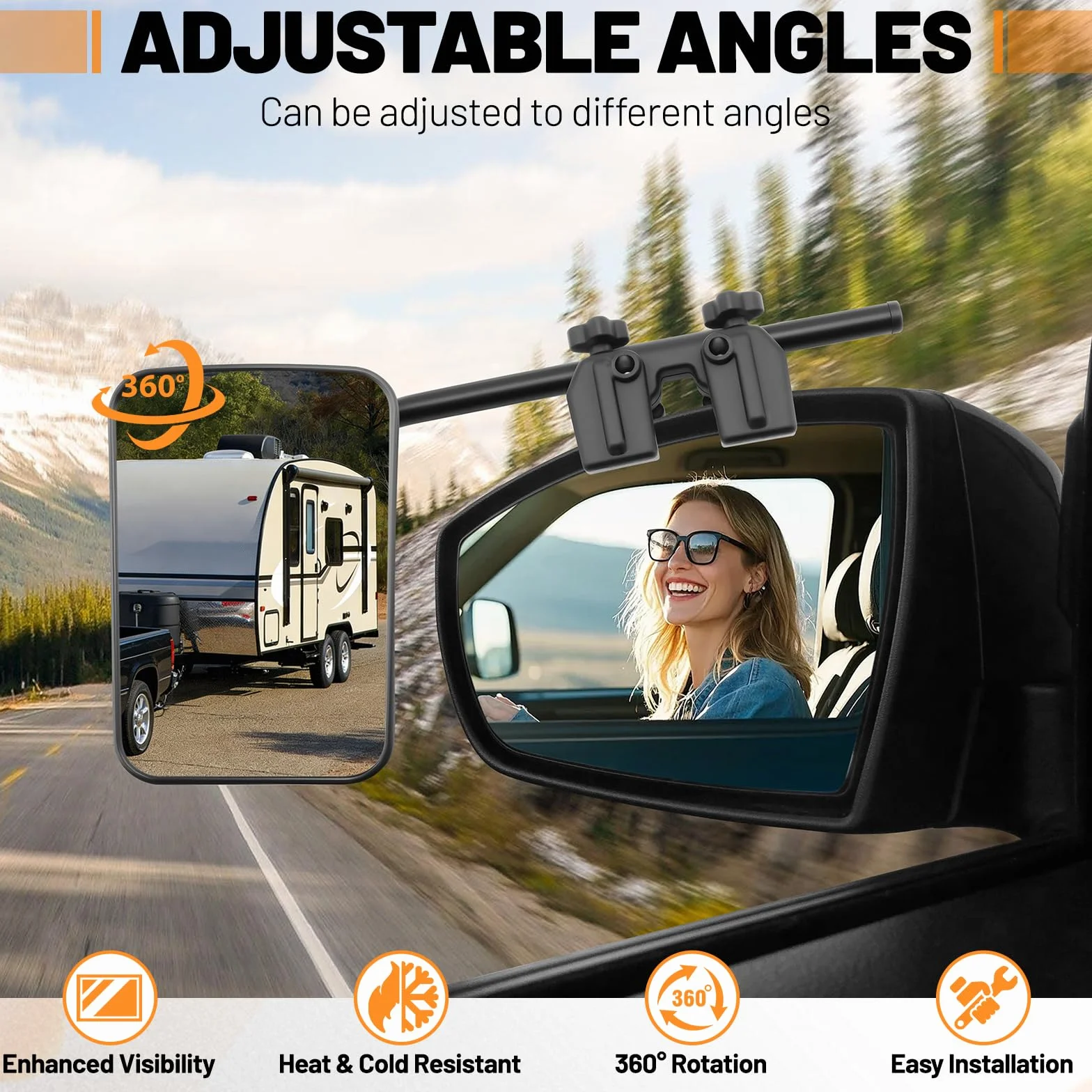 Specchi Supplementari Caravan 2 pezzi Specchietti per Roulotte Estensione Rimorchio Auto Motorhome