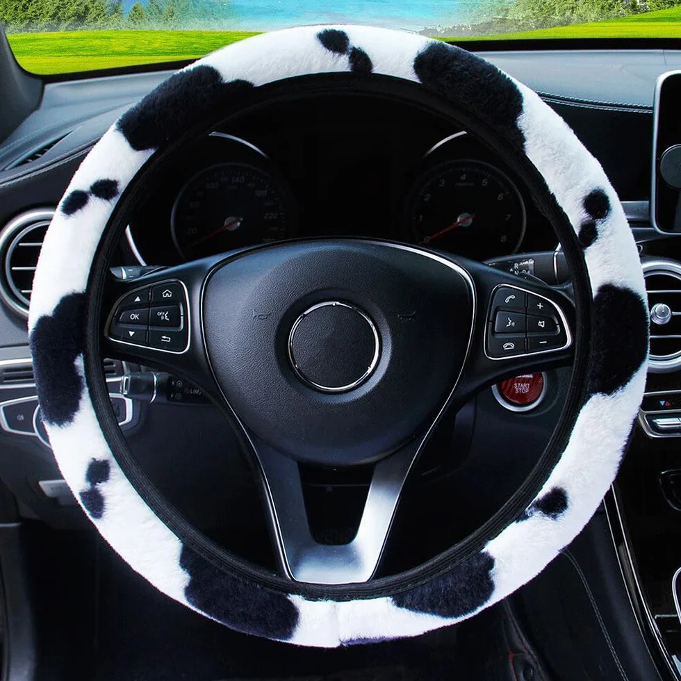 3 Pezzi Coprivolante Auto Universale 36-38cm, Copri Volante Peluche, Accessori Auto Decorazione, per la Maggior Parte delle Automobili