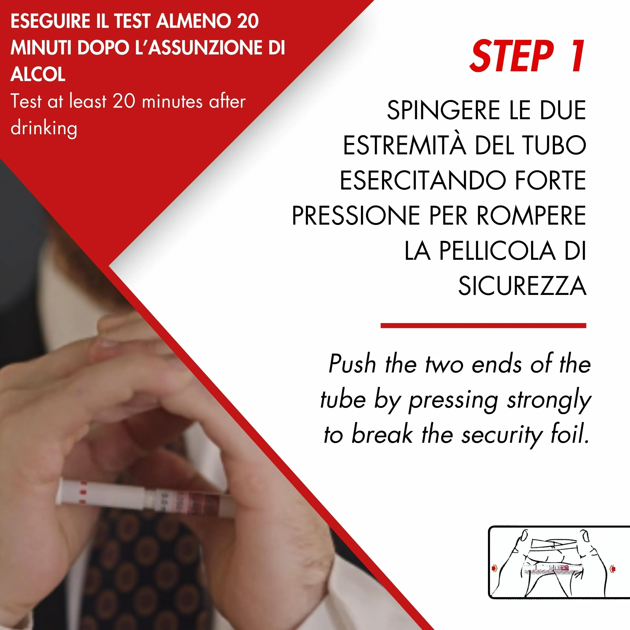 Bottari S.O.S – Alcol Test Monouso Certificato, Alcol Test Approvato Unione Europea, Portatile, Etilometro, Alcol Test USA e Getta, Risultato rapido (1 Pezzo)