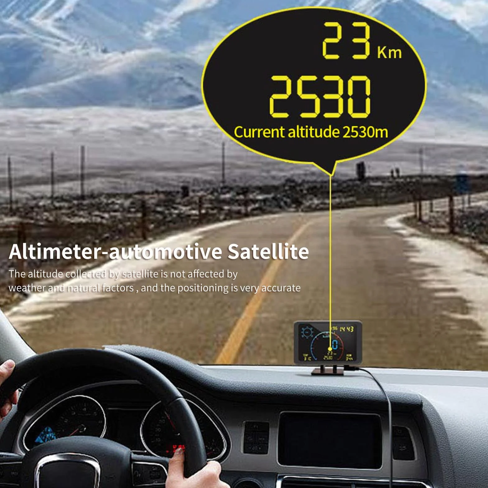 Contachilometri GPS digitale Contachilometri Display LCD da 4,7 pollici Display HUD con allarme di velocità eccessiva per tutti i veicoli 5-24V