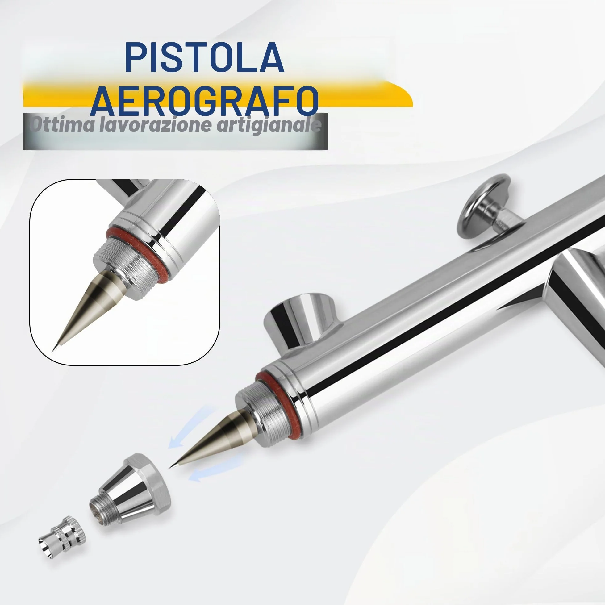 Fengda FE-183K Aerografo a Doppia Azione Alimentazione a Gravità Set 3 Ugelli 0.3-0.8mm