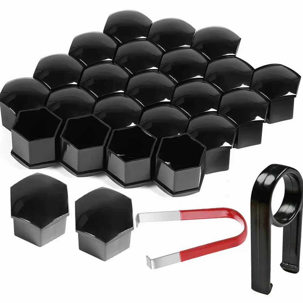 Gebildet 22 Pezzi Tappi a Vite Ruota Set Universale 21 mm, Copridadi Ruota per Auto, Tappi Dadi Ruota Cerchione, Coperture Copricerchi con Estrattore (Nero)