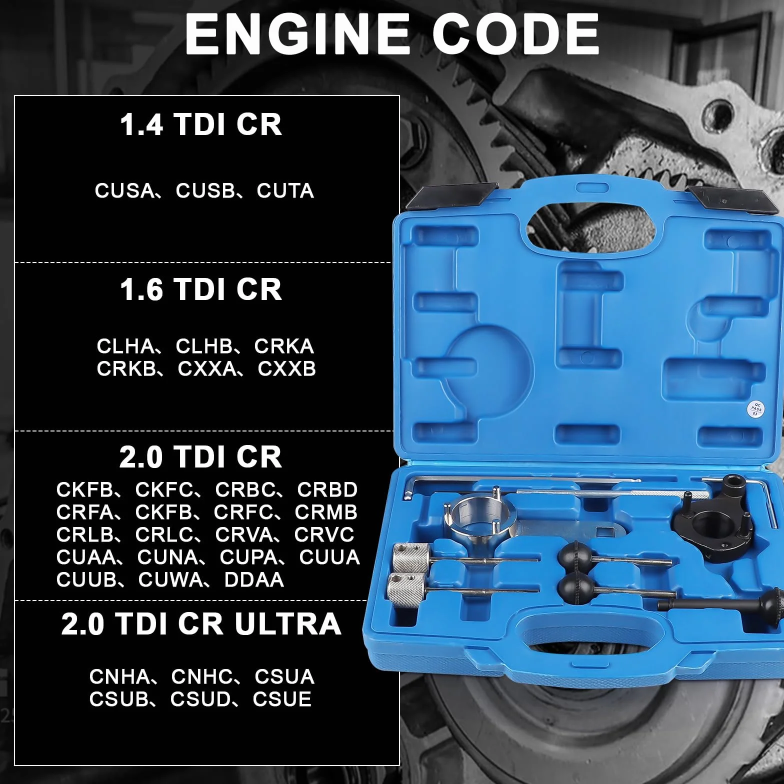 Set di 10 Pezzi Kit Messa in Fase Compatibile con VW SEAT Skoda 1.6 2.0 TDI CR, Attrezzo di Regolazione del Motore con Scatola Portaoggetti