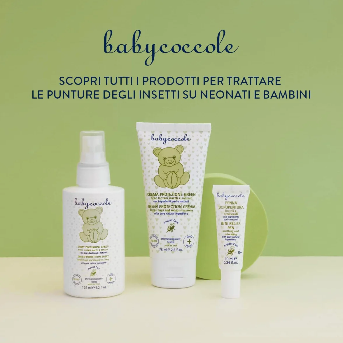 Babycoccole Spray Protezione Zanzare e Insetti Green 125 ml Repellente per Bambini con Olio di Timo