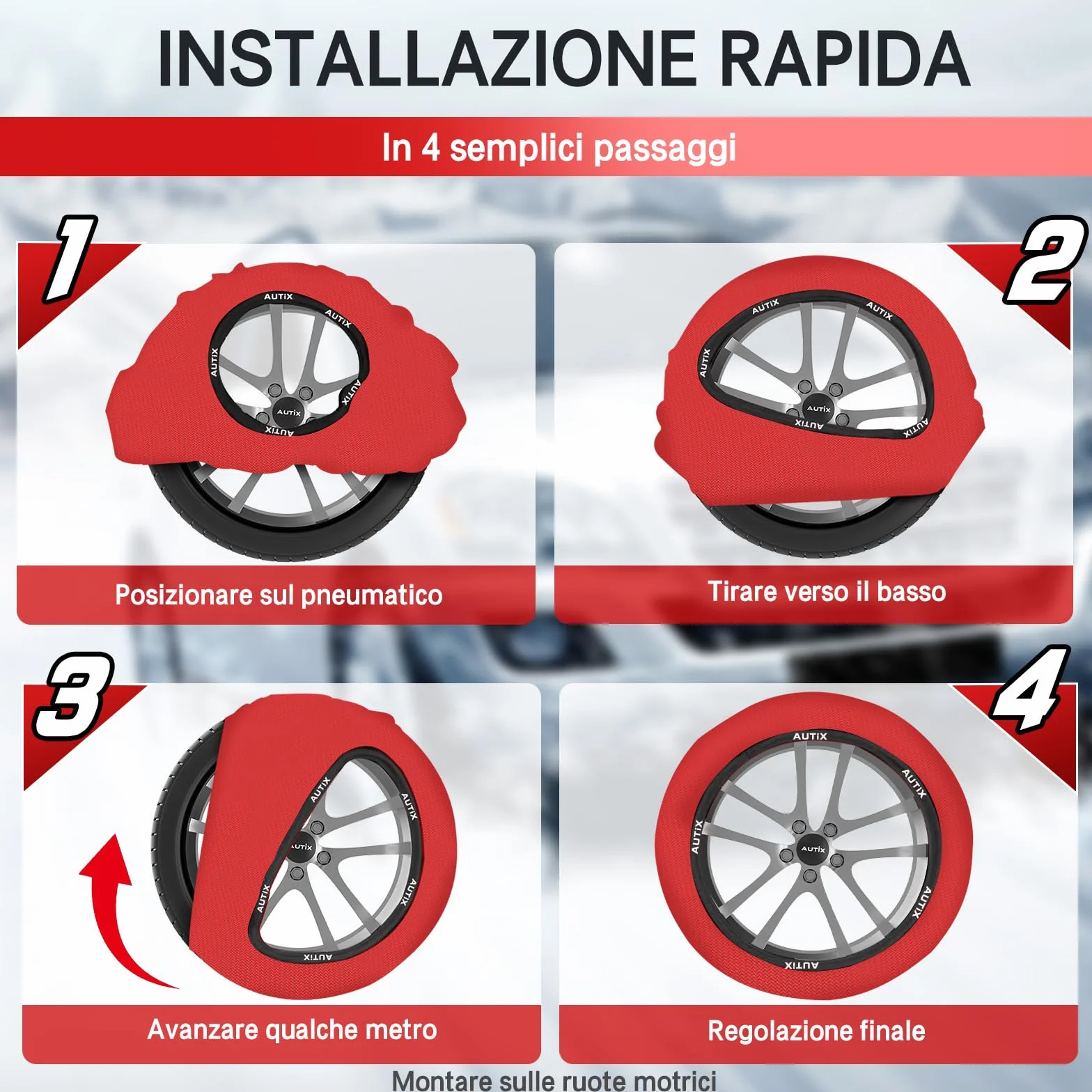 AUTIX Calze da Neve Omologate EN 16662-1 2020 2 Catene da Neve in Tessuto per Auto (L)