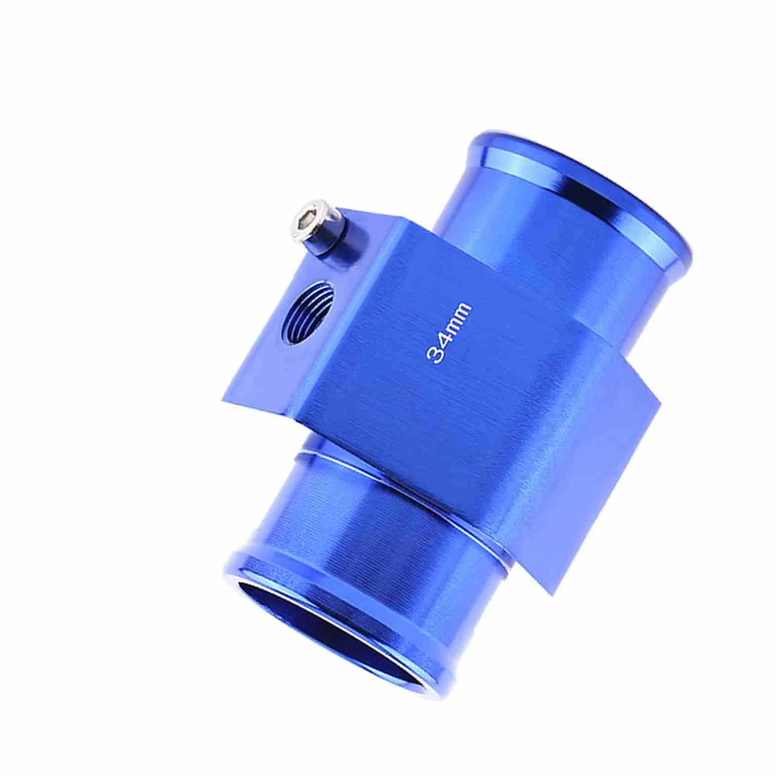 Giunto per la temperatura dell'acqua Giunto universale per la temperatura dell'acqua in alluminio per auto Raccordo per tubo del tubo del sensore Adattatore blu, 26 28 30 32 34 38 40mm(34mm)