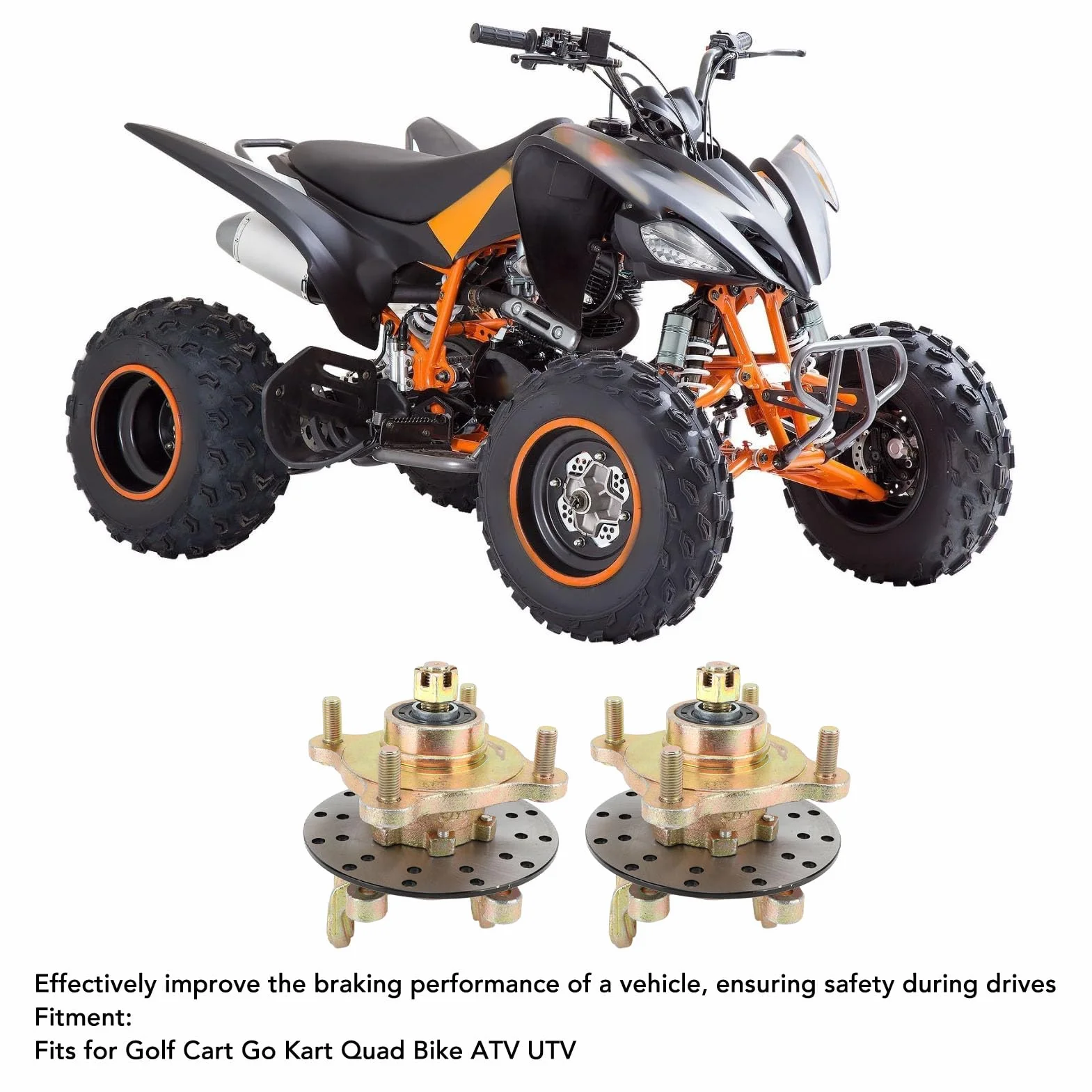Mandrini Dell'articolazione dello Sterzo, Flangia del Mozzo Dell'asse della Ruota Mandrini dello Sterzo Mozzi delle Ruote Disco Freno per Carrello da Go Kart Quad ATV UTV