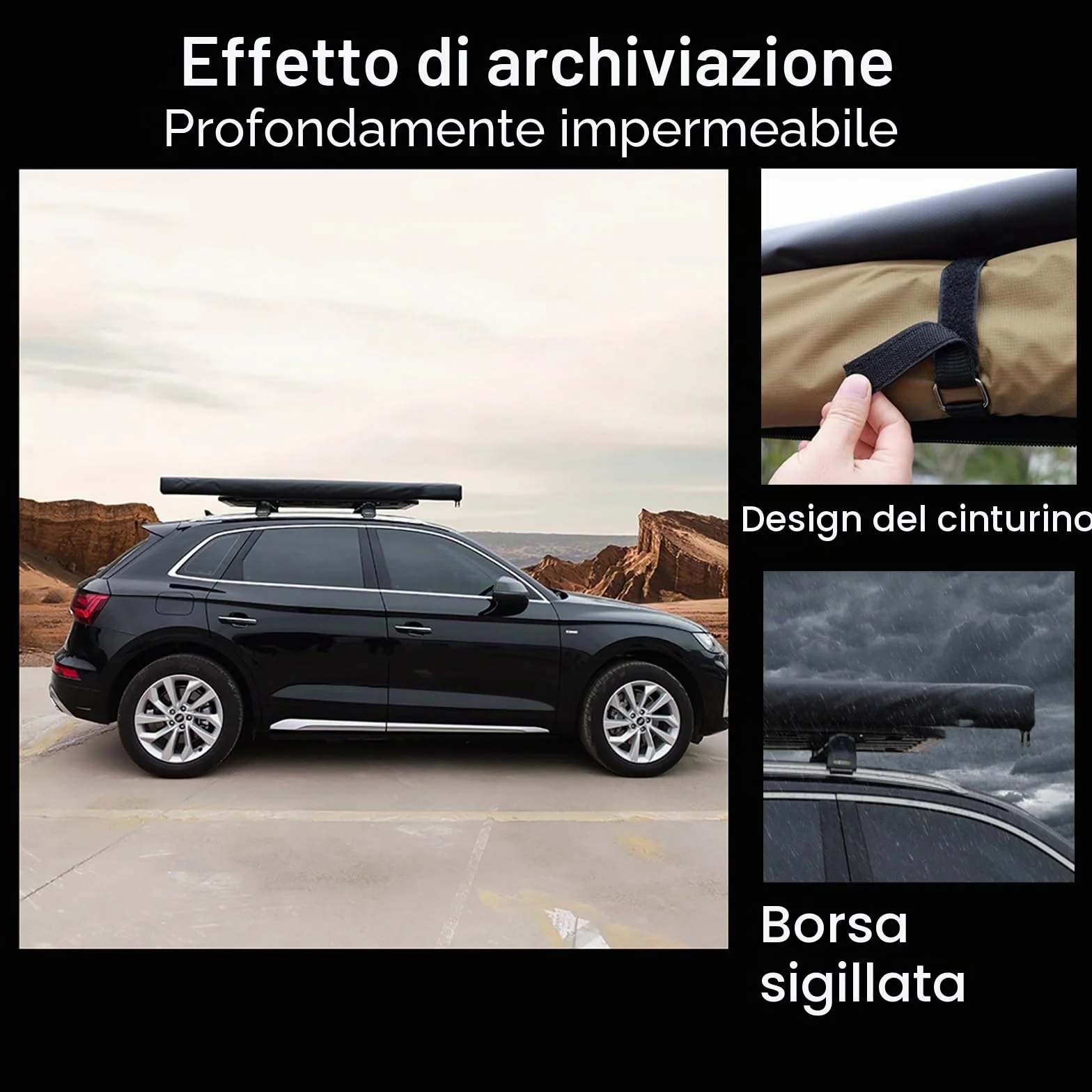 Tenda Campeggio Auto Tendalino per Auto PU5000mm 160x250cm per SUV Camion Furgone