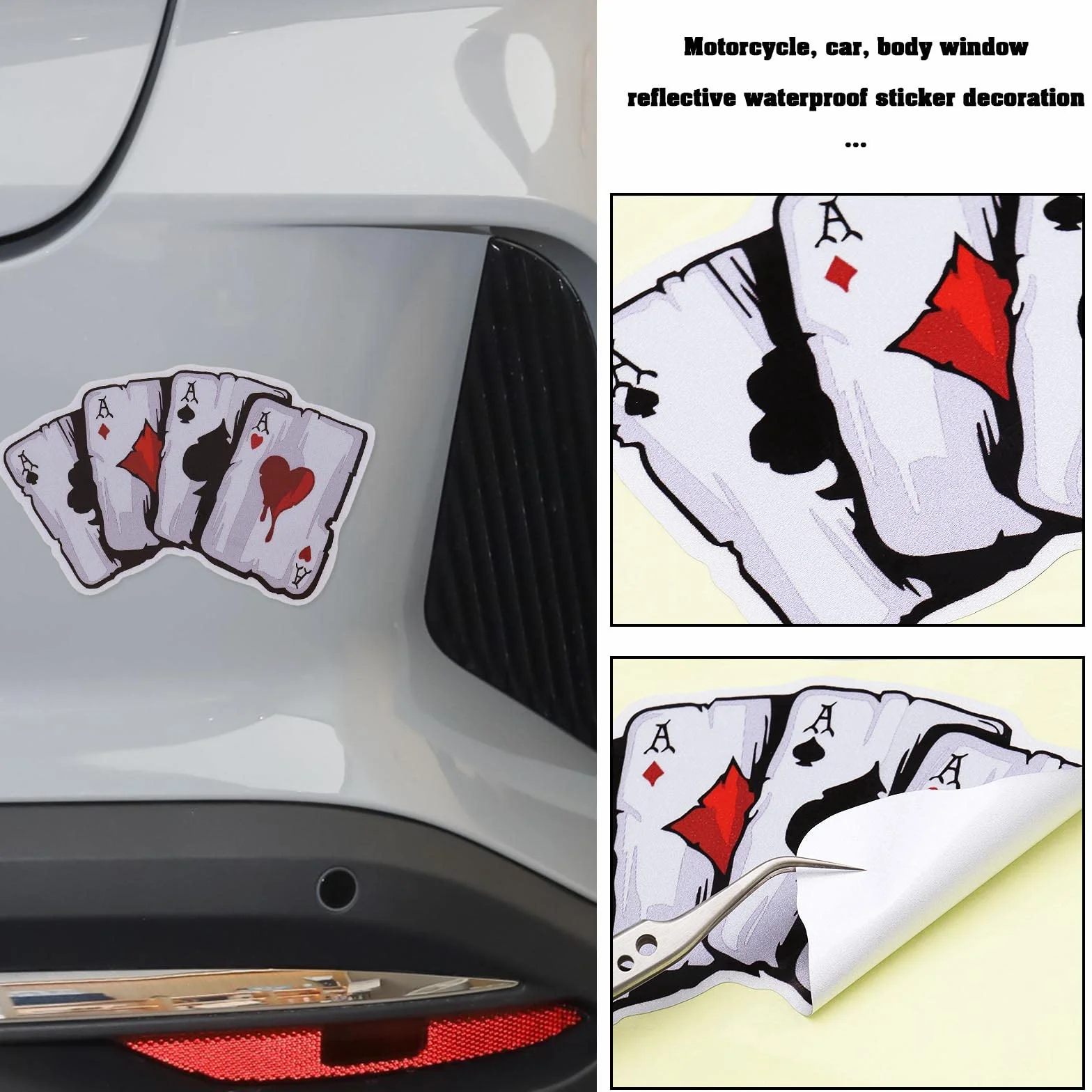 2PCS Poker A Adesivo Per Auto Cool Asso Di Picche Decalcomania Carte Da Gioco Decorazione Accessori Auto Autoadesivi Per Bagagliaio Paraurti Custodia Da Viaggio Per Bicicletta