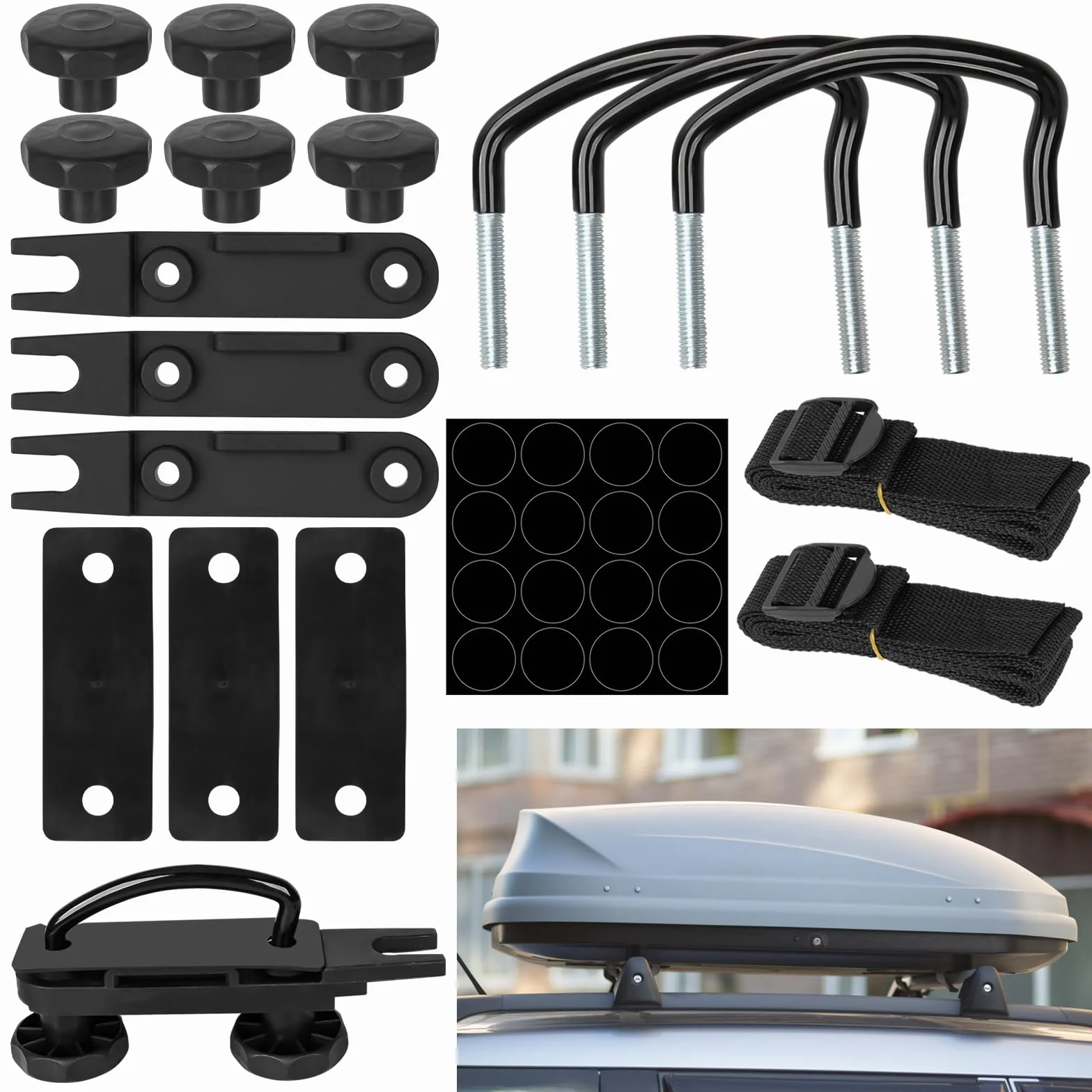 Fissaggio per Box da Tetto 4 Pezzi Kit Montaggio Supporto Parete Universale 85mm