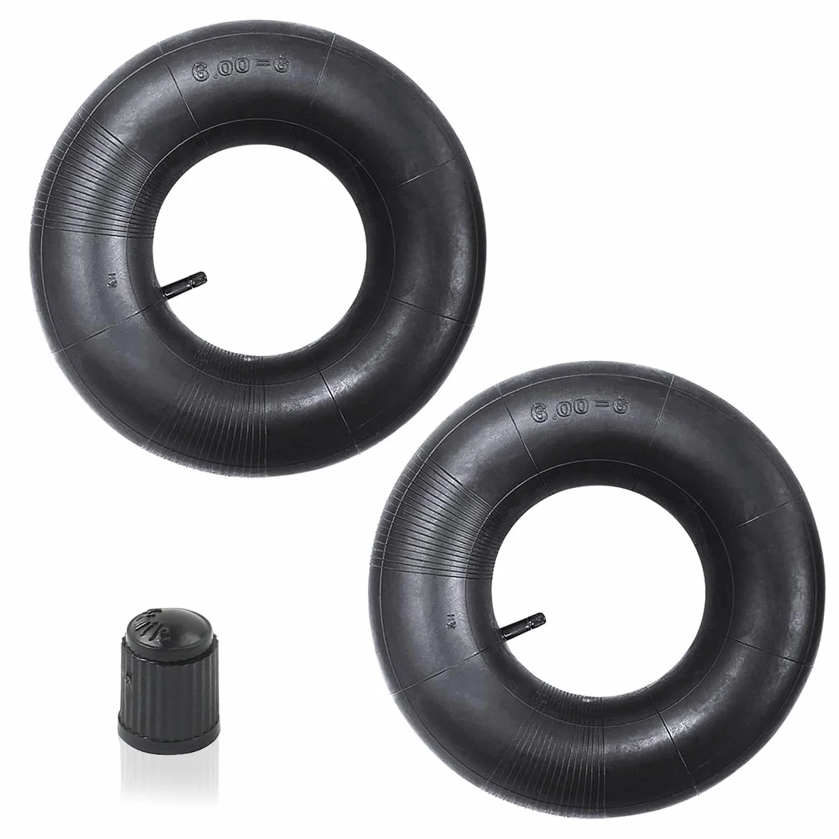2 pezzi 15x6.00-6 tubo con valvola dritta TR-13, tubo dell'aria in gomma ispessita, compatibile con tosaerba, carriole, rimorchi da giardino, go-karts