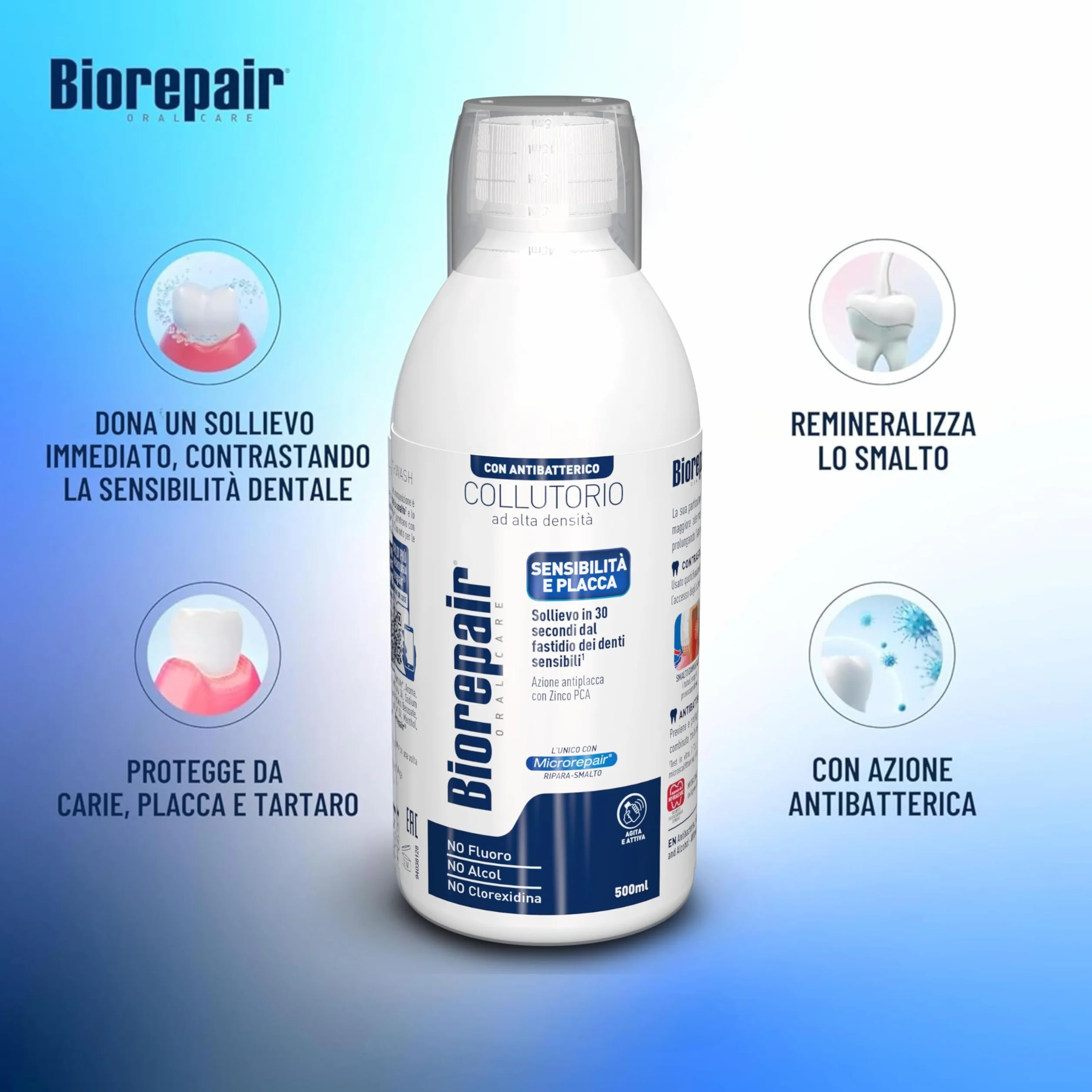 Biorepair Collutorio Ad Alta Densità Sensibilità e Placca 500ml