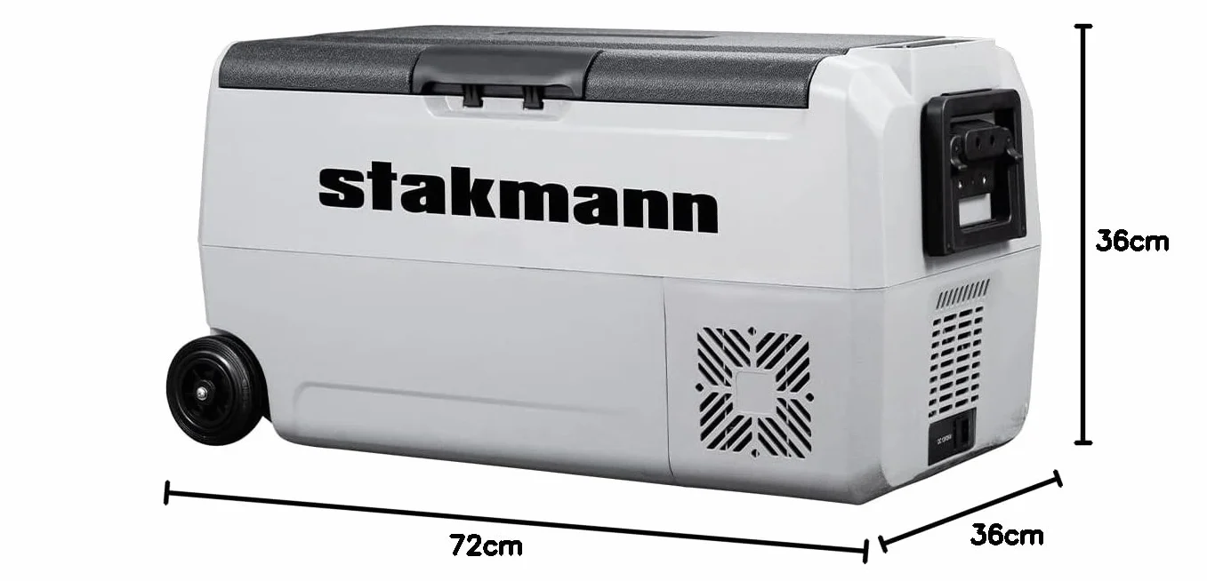 Frigorifero Portatile con Compressore 12V 220V, Frigo Congelatore con 2 Scomparti, Ruote e Manici Laterali, AC-DC 12/24 V, Ideale per Auto, Camper, Barca, Viaggi, Picnic (36 Litri)