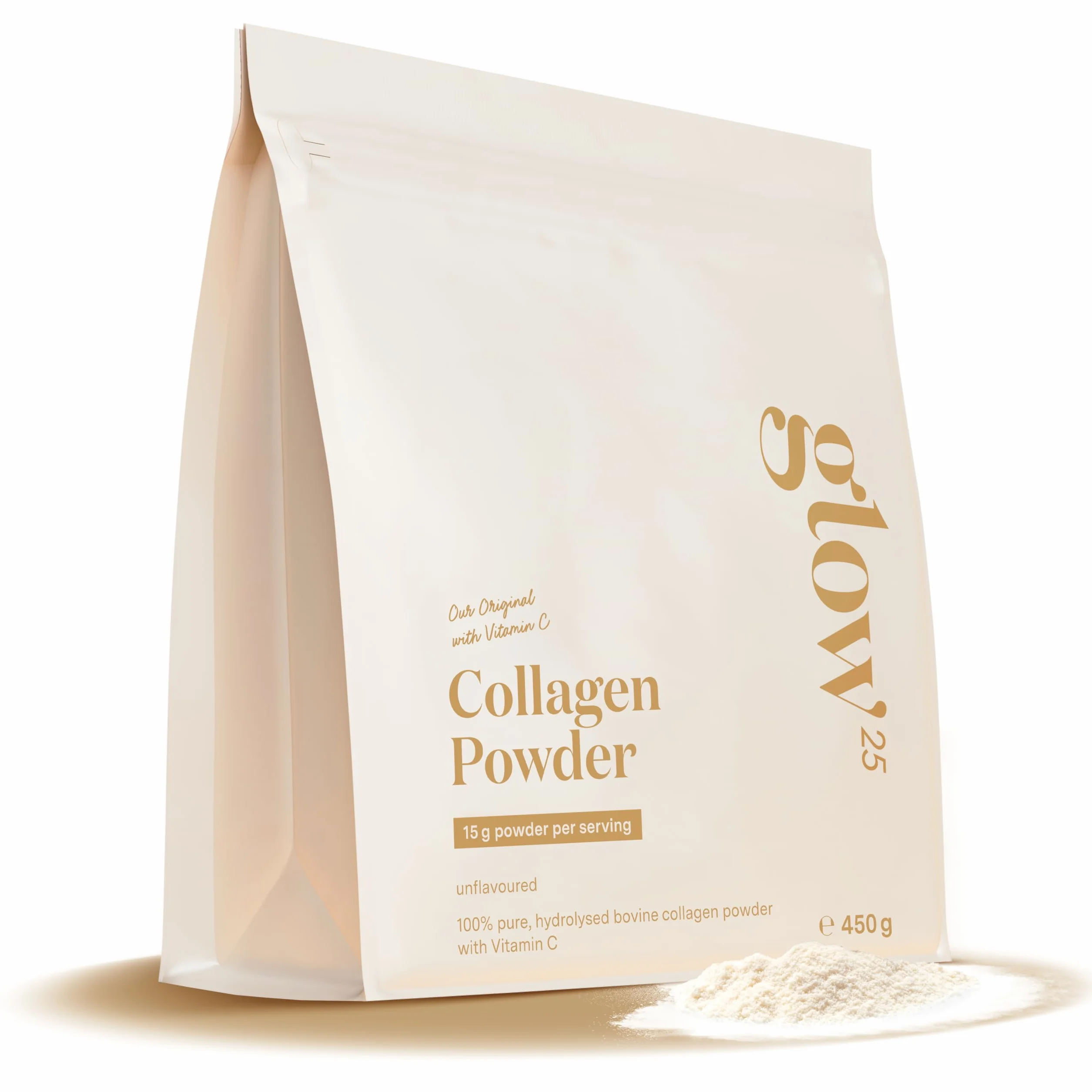 Collagene in polvere 450g con vitamina C – Peptidi di tipo I e III – Glow25®