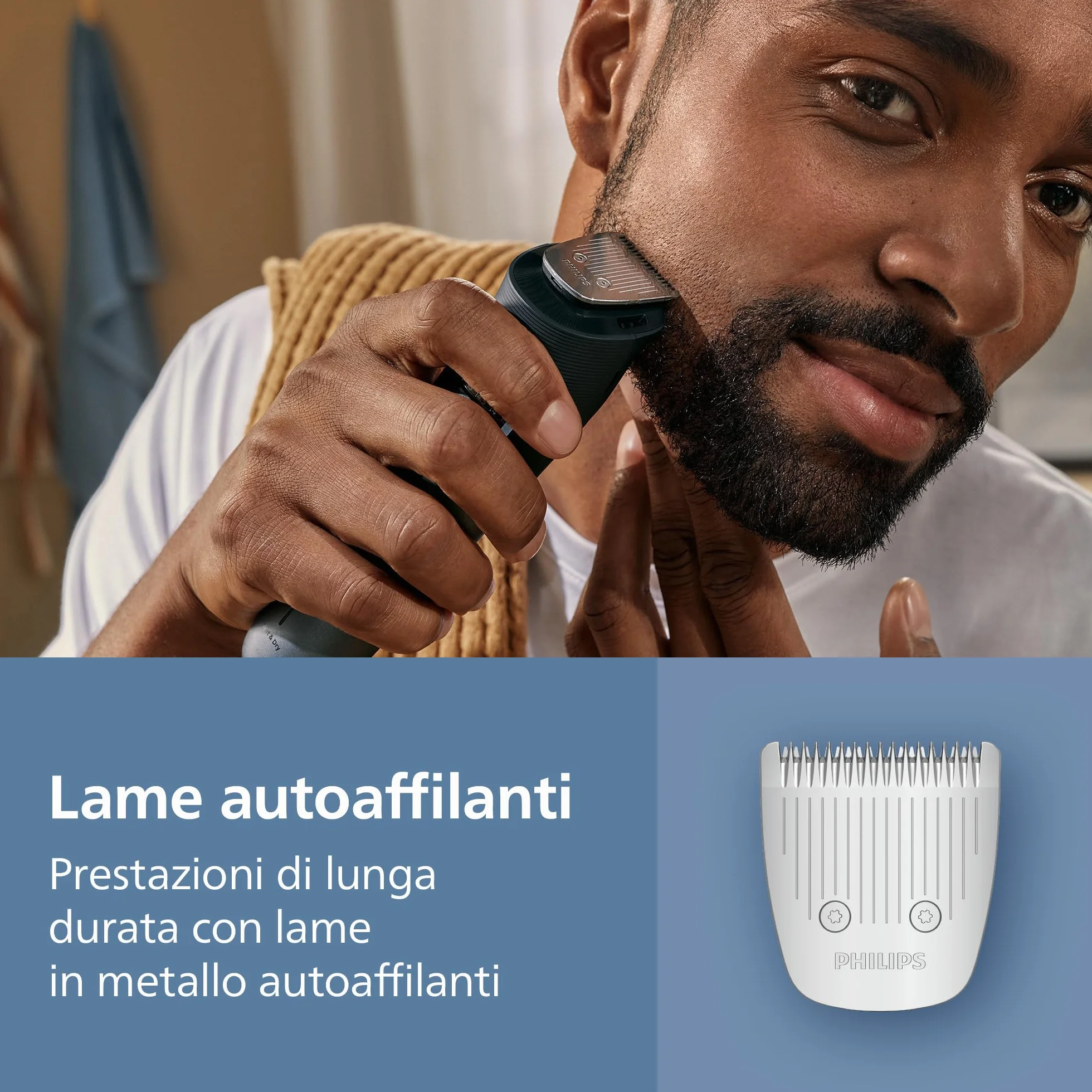 Philips Serie 5000 Regolabarba BT5785/30 - Lame in metallo autoaffilanti, 40 impostazioni lunghezza, BeardSense, impermeabile