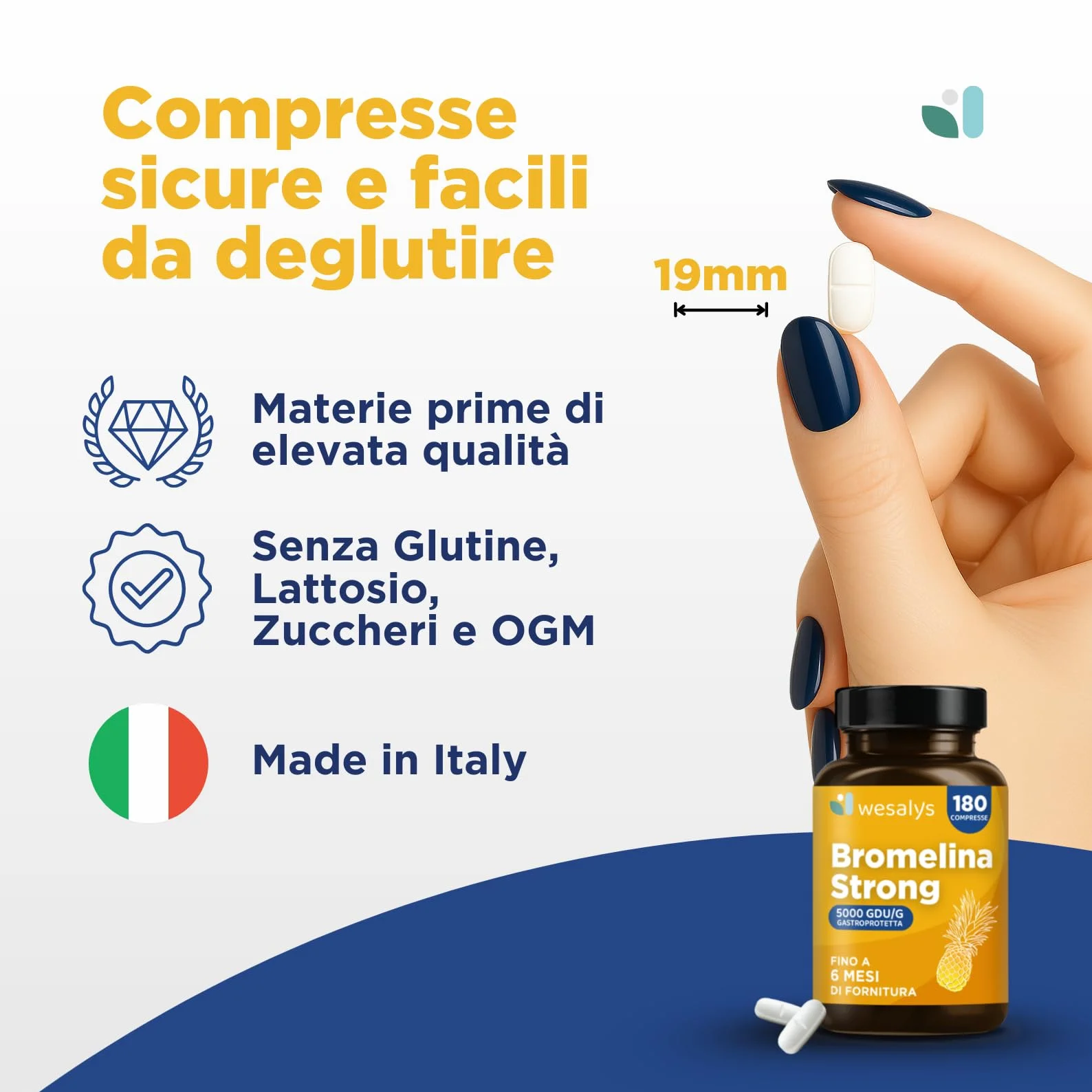 Bromelina Forte 5000 GDU/g Gastroprotetta 180 Compresse 1600mg Bromelina Pura Integratore Made in Italy