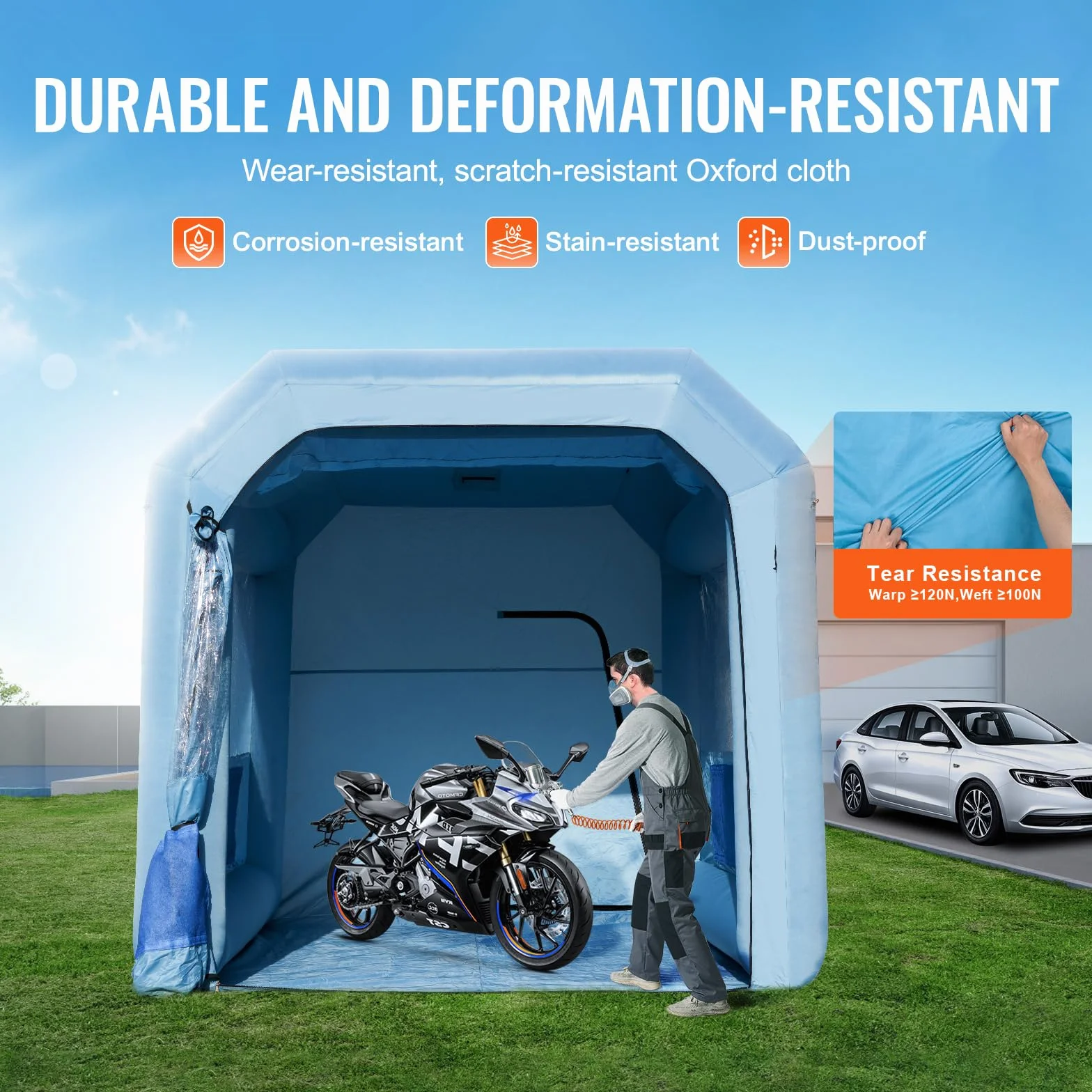 VEVOR Cabina di Verniciatura Gonfiabile, Tenda di Verniciatura Gonfiabile Portatile Potente Ventilatore, Sistema di Filtro dell'Aria, Verniciatura per Auto Veicoli e Mobili 4 x 3 x 2,75 m, 750 W