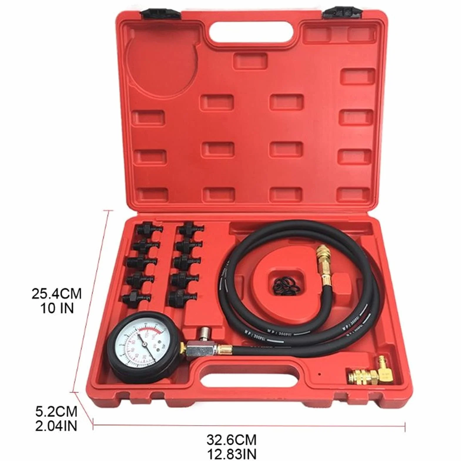 Manometri compressione-,Kit di Strumenti per Test Pressione Olio Motore Yctze, Misuratore di Pressione Olio con Cassetta degli Attrezzi Avviso Olio Basso con Adattatore di Accoppiamento a 90 °