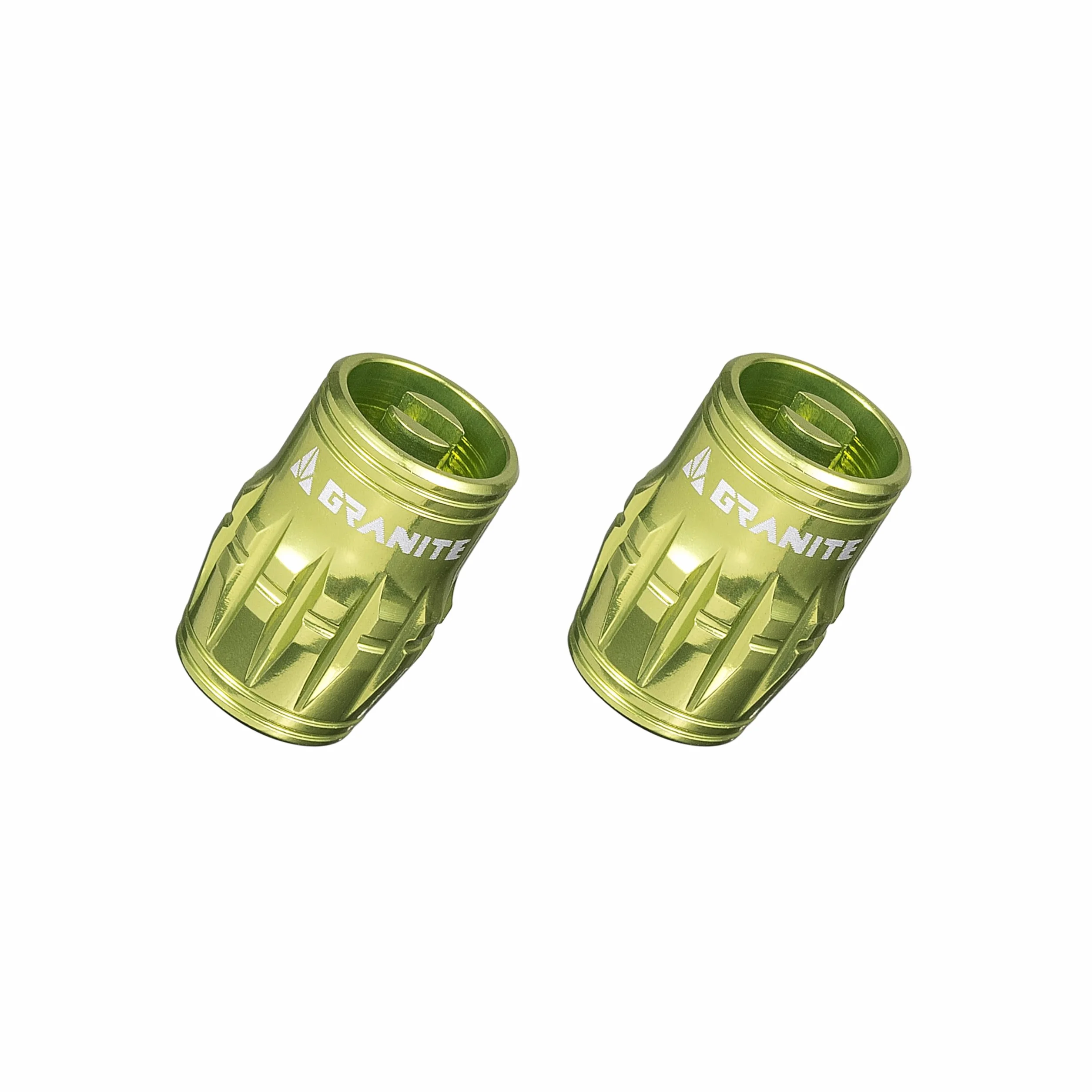 Granite Juicy Nipple Tappo Valvola con Funzione di Rimozione del Nucleo della Valvola, Coprivalvole Antipolvere per Biciclette e Veicoli, Set da 2 Pezzi (Verde)