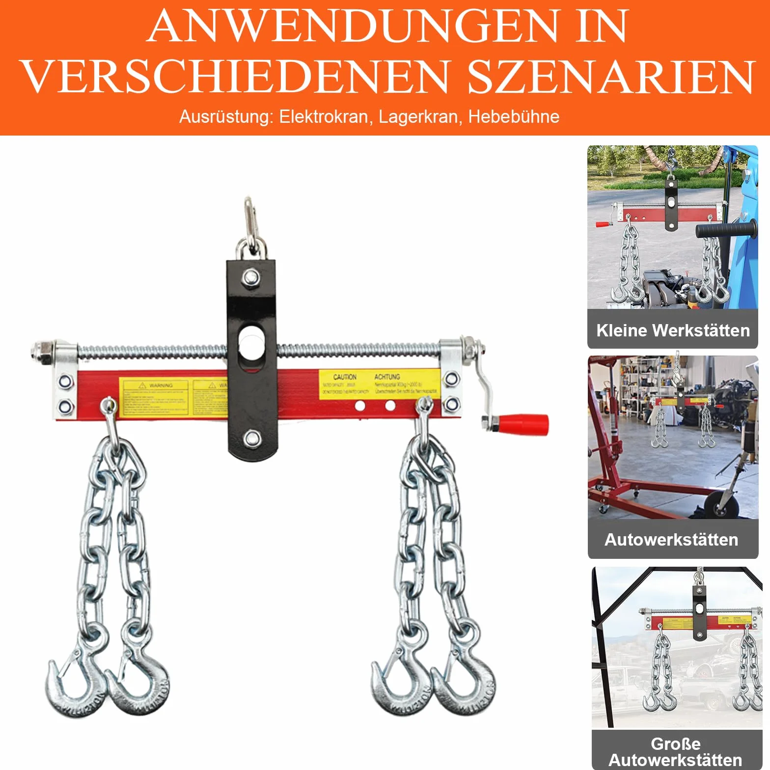 Bilancatore per gru da officina 900 kg lunghezza catena 30 cm