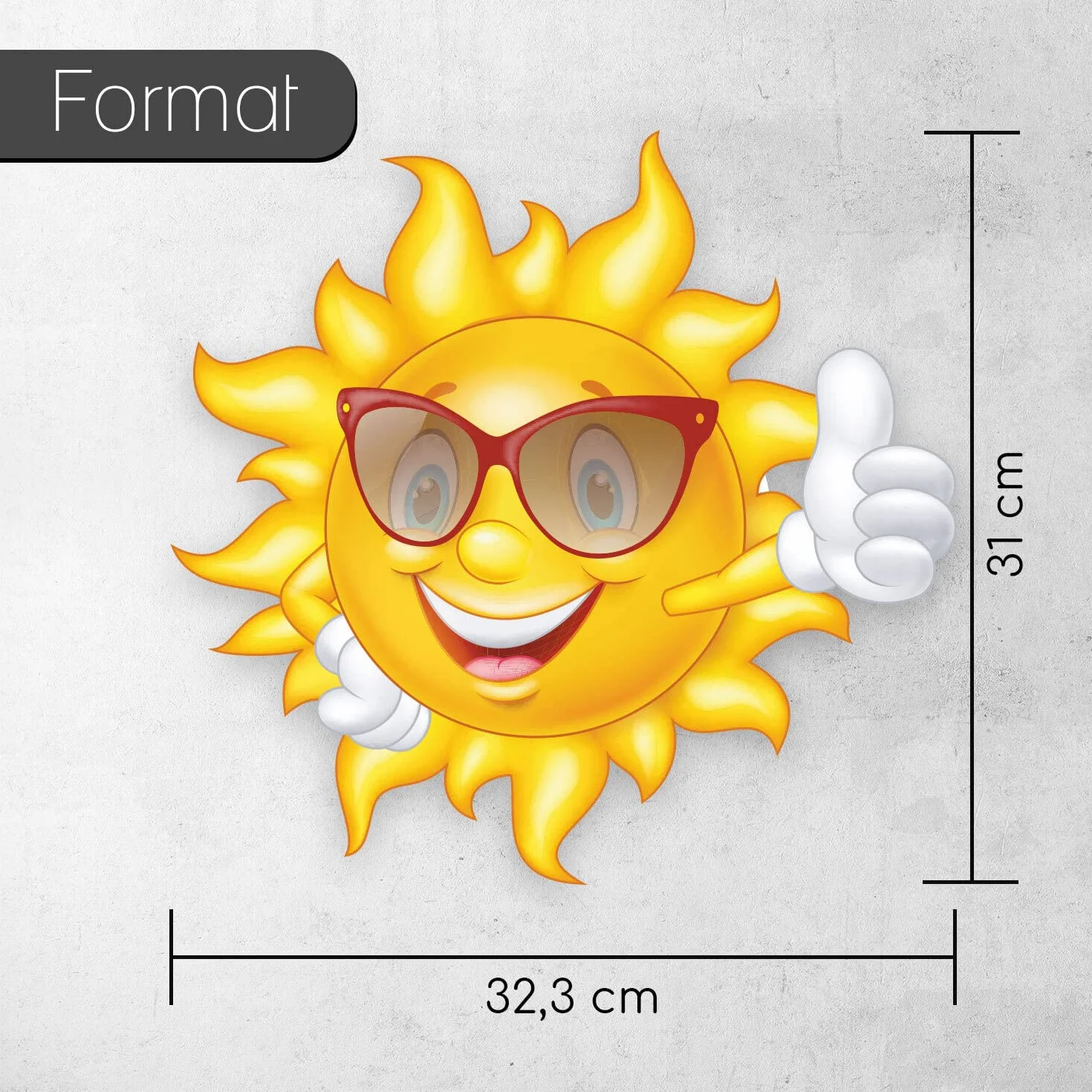 Auto733 Adesivo Smile Sole con Occhiali da Sole 31 cm I Adesivo Protezione UV Resistente alle intemperie I Valigia roulotte camper divertente estate I Kfz733