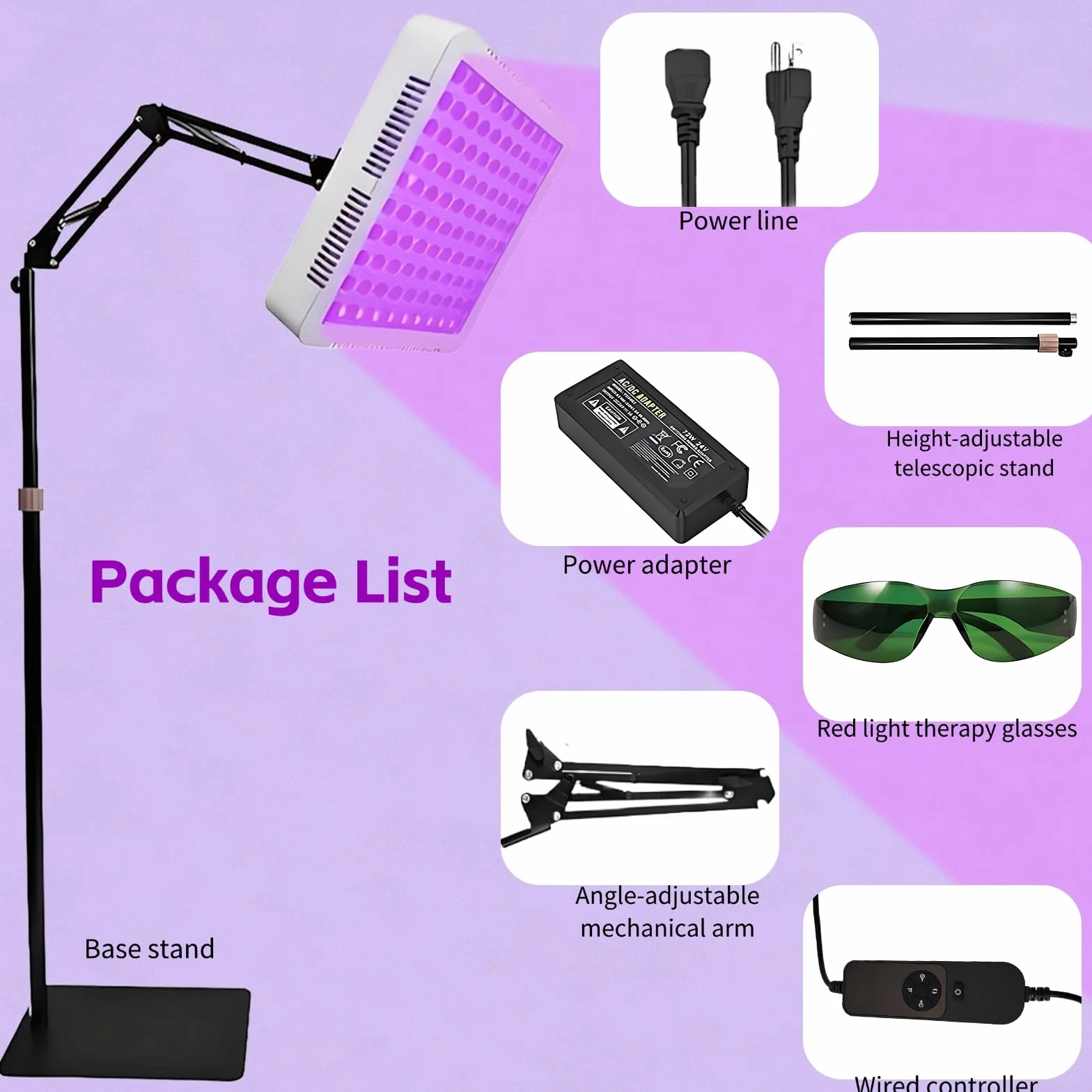Lampada abbronzante 100 LED 395 nm luce viola testa rotante 360° supporto angolare regolabile timer occhiali